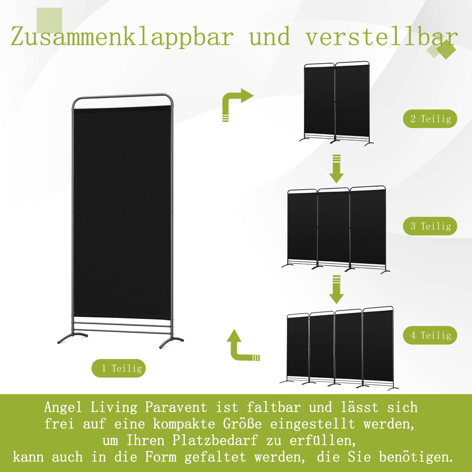 Angel Living Paravent 2 Teilig klappbarer Raumteiler, freistehende Sichtschutzwand (2 St), ür Büro, Balkon, Schlafzimmer und Garten, 162x180cm