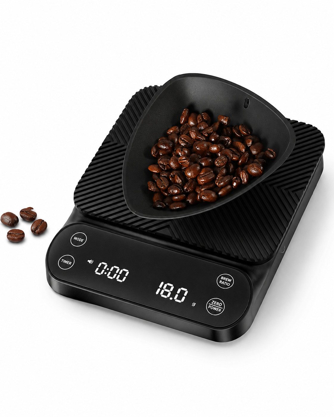 Maestri House Küchenwaage S3 Pour-Over-Kaffeewaage 0,1 g/3 kg, Durchflussmenge, (Automatischer Pulver-Wasser-Verhältnis-Modus, USB-C / 500 mAh), Wiegen, Auto Pour Over, Auto Espresso