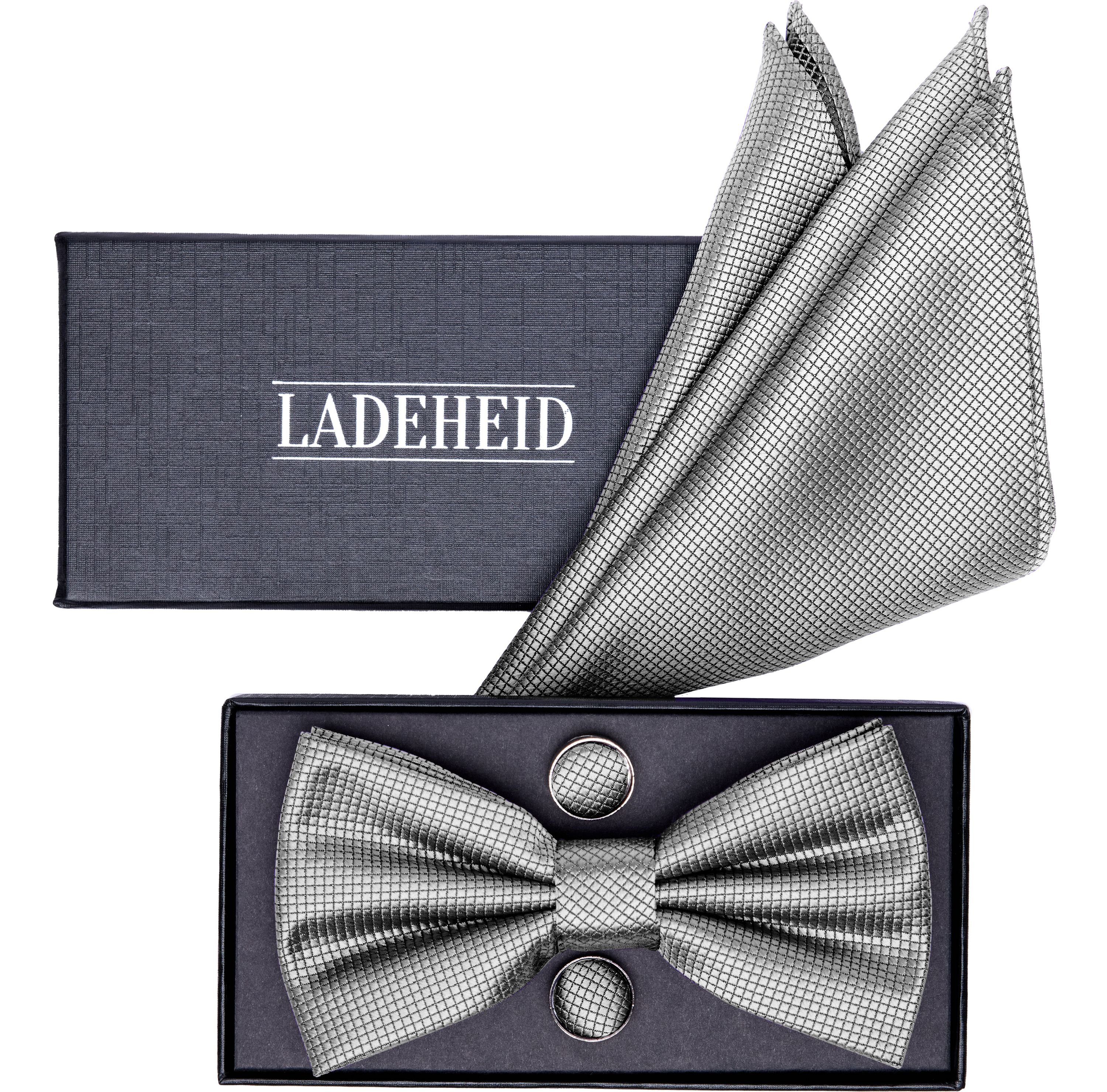 Ladeheid Fliege Einstecktuch Set Herren inkl. Manschettenknöpfe SETBHC 12cm günstig online kaufen