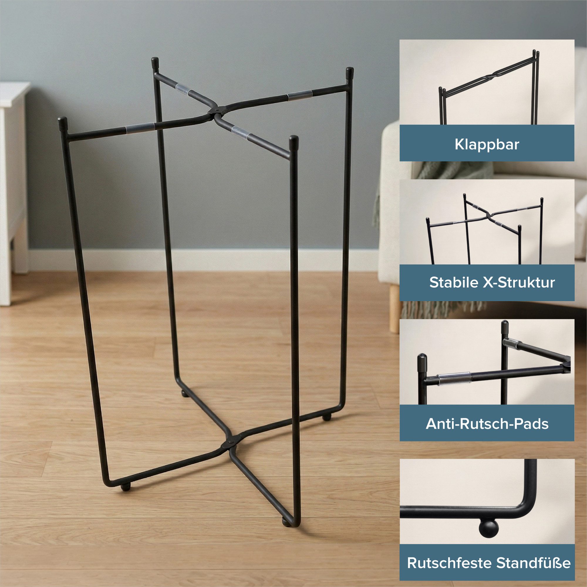 doporro Beistelltisch Couchtisch kleiner Tisch mit 1/2 geflochtenen Ablagen rund Reglo-08, Zwei Materialien zur Auswahl – Bild 5 von 5