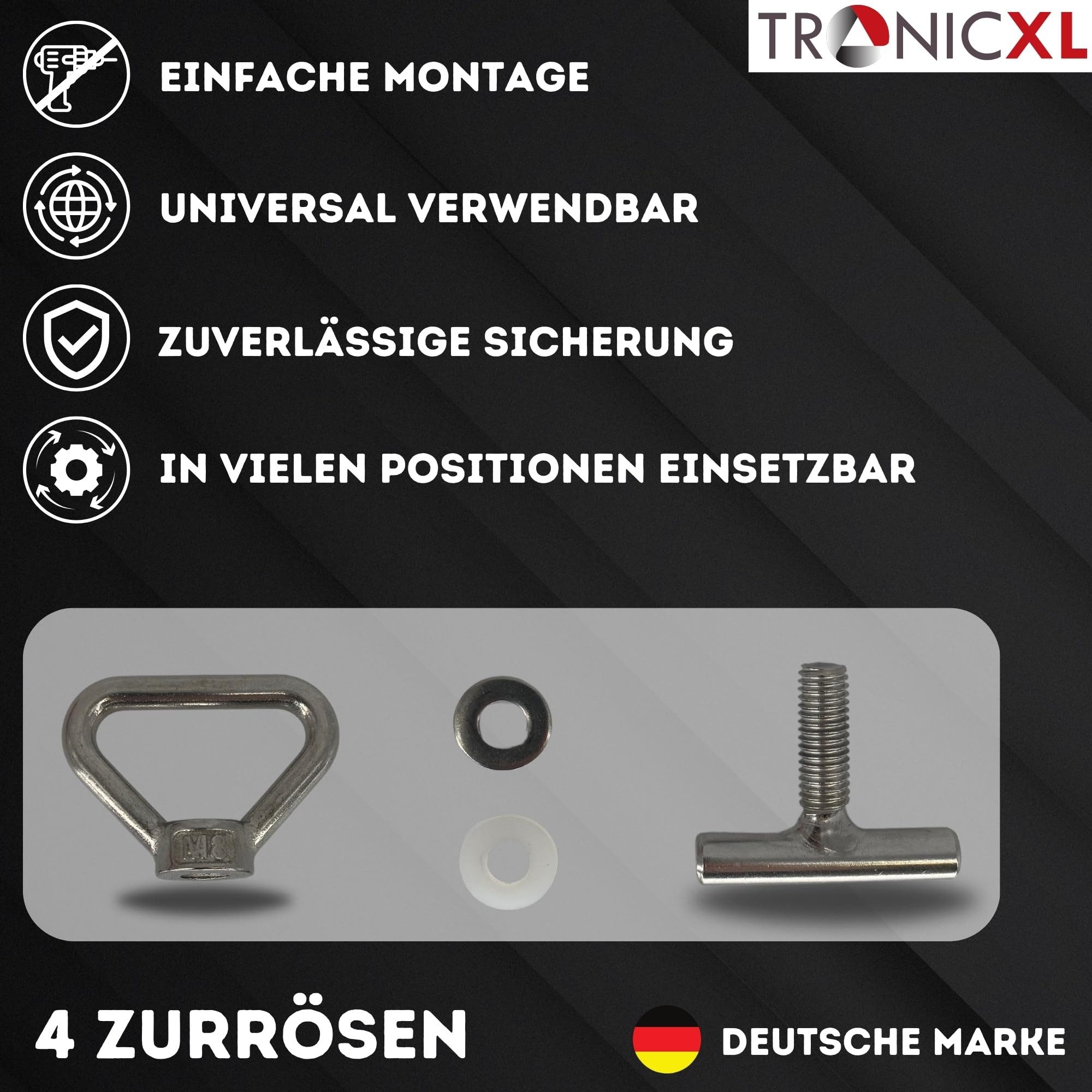 TronicXL Öse 4 Öse 4 Schraube 4 Platte für VW T5 T6 T6.1 Ladungssicherung Zubehör