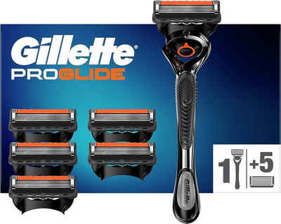 Gillette Rasierklingen ProGlide Бритви + 5 Ersatzklingen mit Gleitstreifen Edelstahl Klinge, 6-tlg., Rasierset Shave Gillette kompatibel mit ProGlide Wechselklinge Beauty, Flexible Klingen Für empfindliche Haut Rasur Rasierset Gleitstreifen