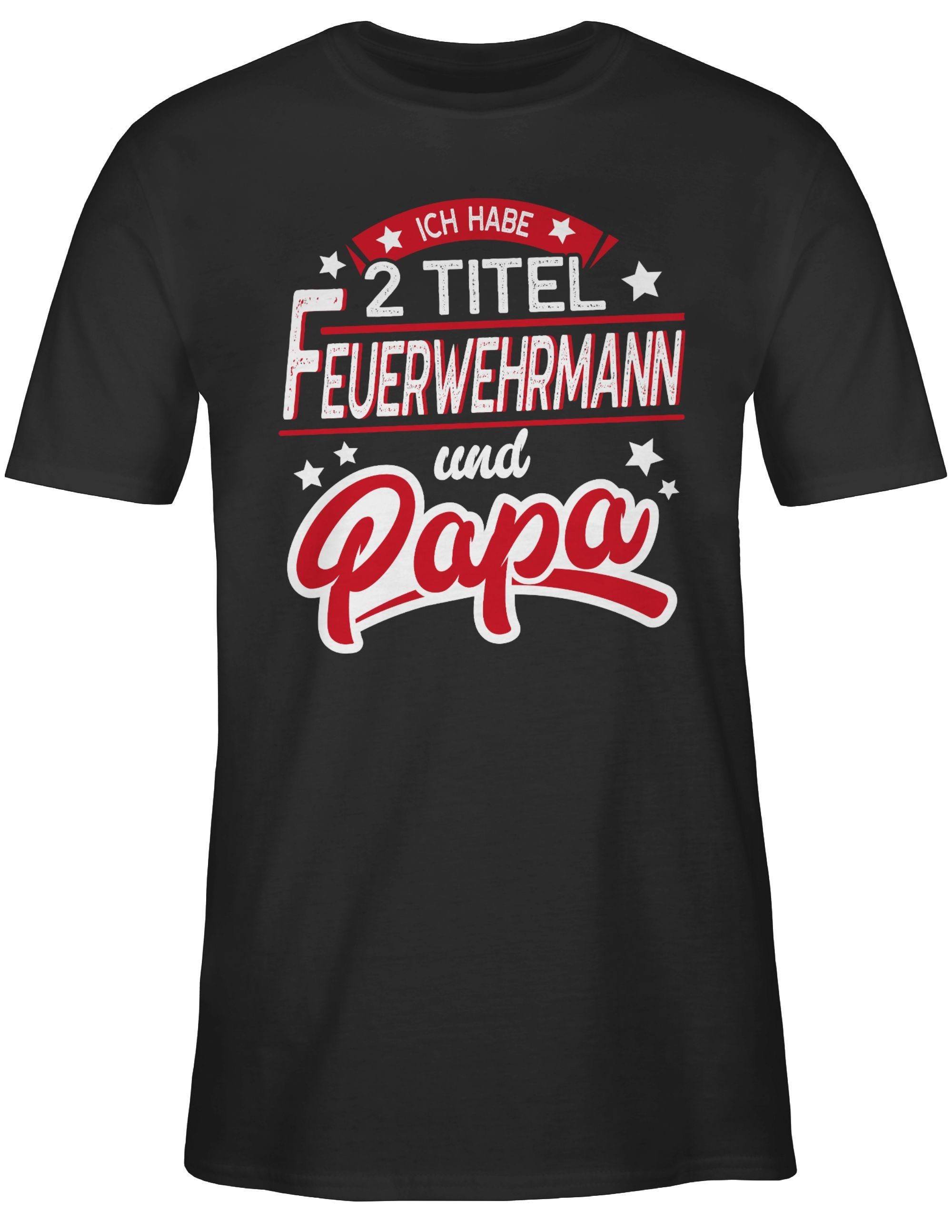 und Shirtracer Vatertag Papa T-Shirt Geschenk 2 Feuerwehrmann für Papa Schwarz