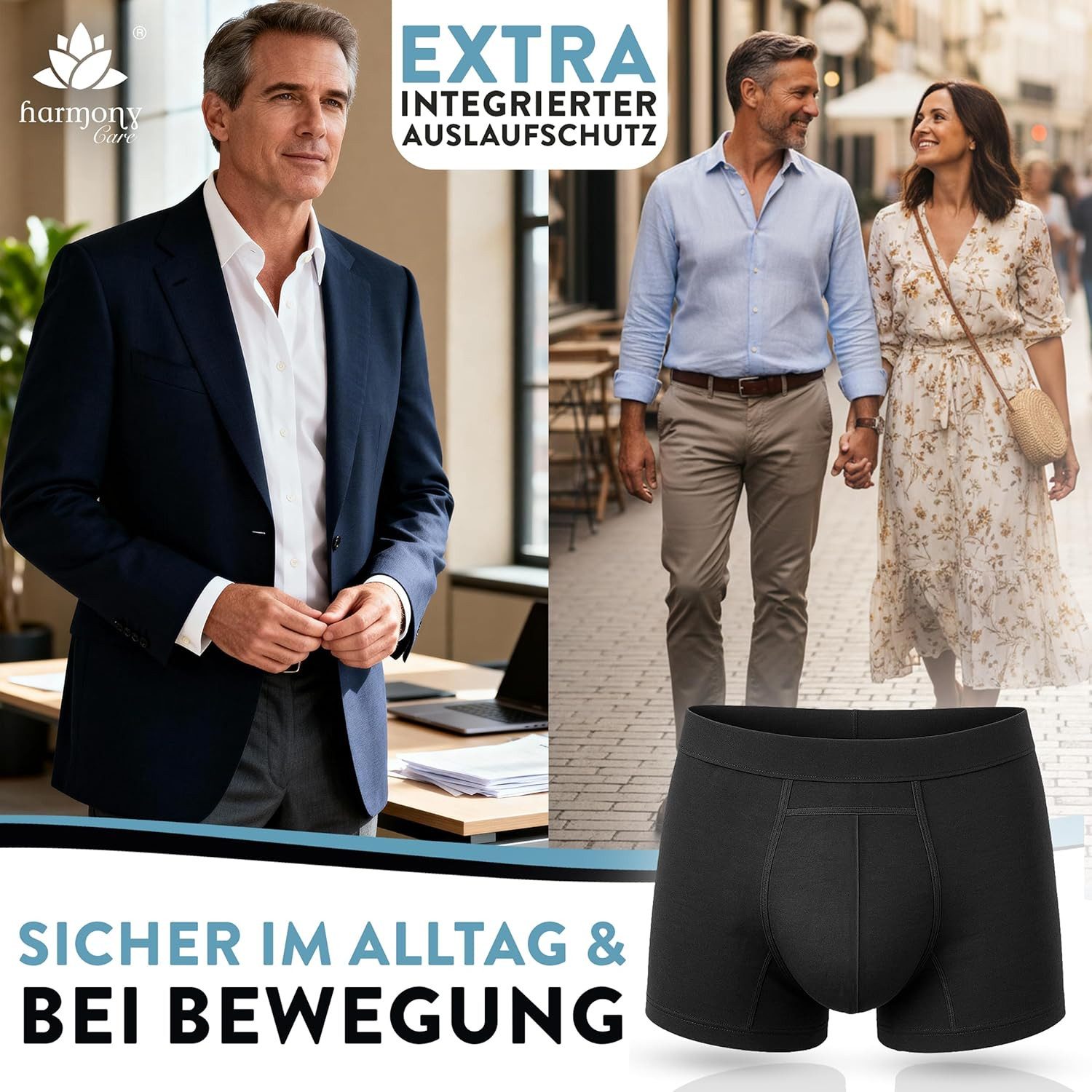 Harmony Care Inkontinenzboxer Premium waschbare Inkontinenz Pants Männer inkl. Waschnetz (1-er oder 3-er Set, 1-St., Inkontinenz Schutzhose, Inkontinenz Boxersh – Bild 5 von 5