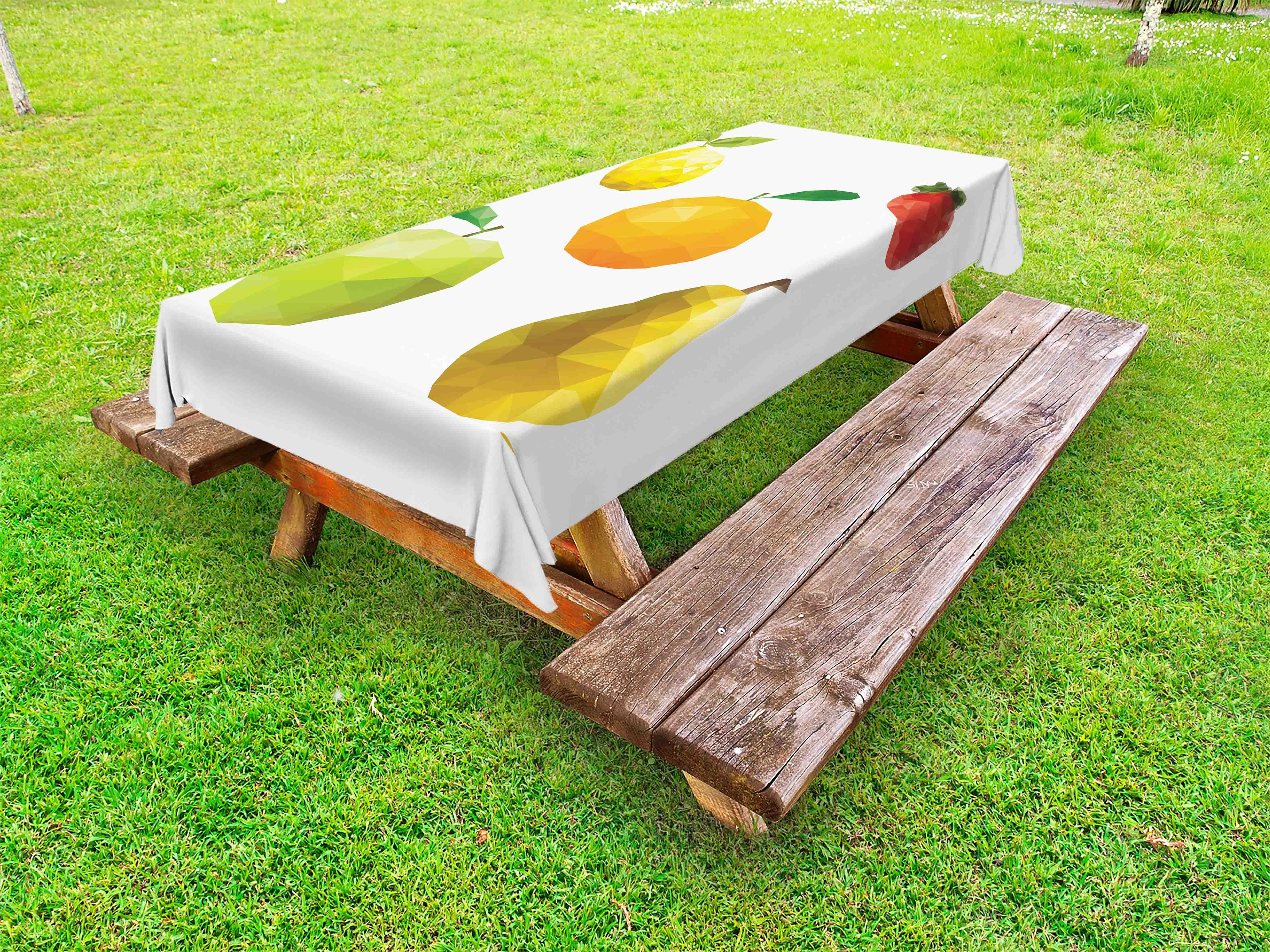 Abakuhaus Tischdecke dekorative waschbare Picknick-Tischdecke, Obst Geometrische Poly Art Fresh Food | Tischdecken