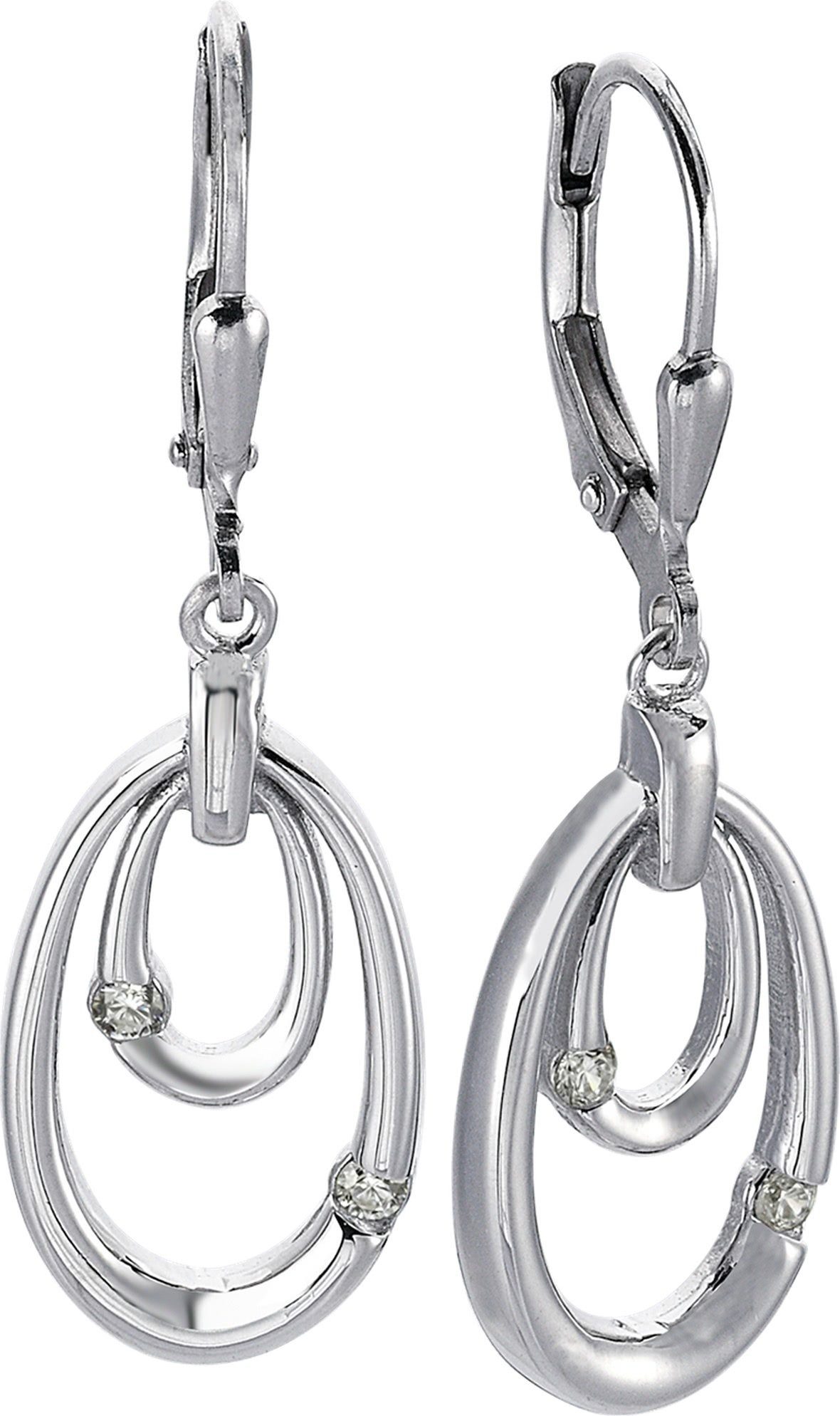 Balia Paar Ohrhänger Balia Damen Ohrringe poliert 925 Silber (Ohrhänger), Damen Ohrhänger Ovale aus 925 Sterling Silber, Farbe: weiß, silber
