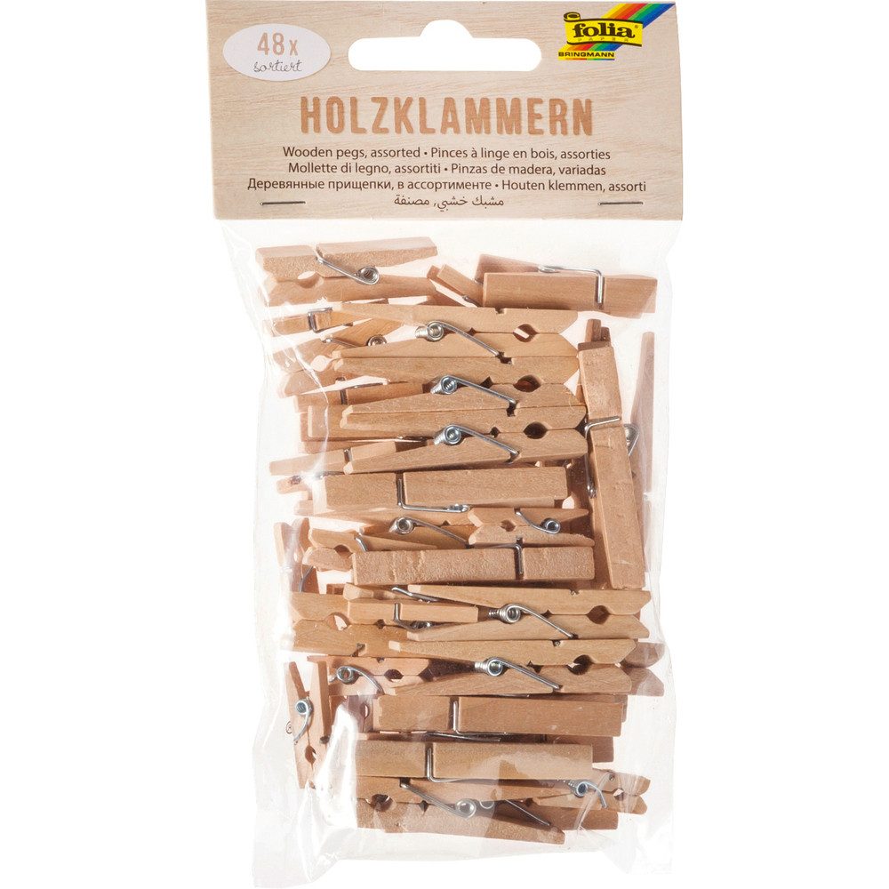 Folia Kreativset Dekoklammern - aus Holz - 48 Stück - 1 Set