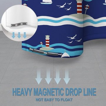 CALIYO Duschvorhang Duschvorhang, Badvorhang Textil aus Polyester Stoff Wasserabweisend und Waschbar mit 12 Duschvorhangringen Breite 200 cm