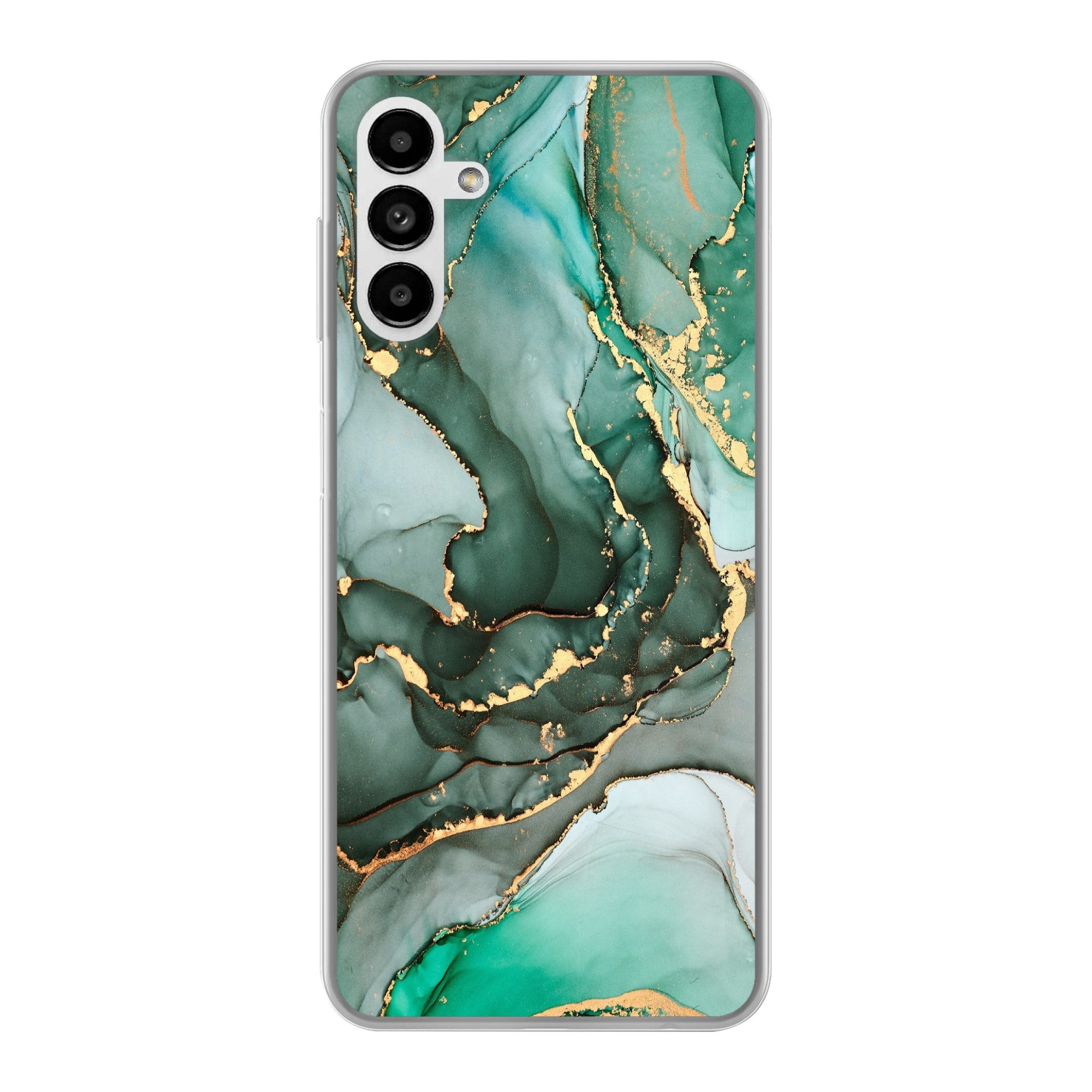 MuchoWow Handyhülle für Samsung Galaxy A04s Gold - Marmor - Grün - Luxus - Marmoroptik - G, Handy Case, Silikon, Bumper Case Dünn