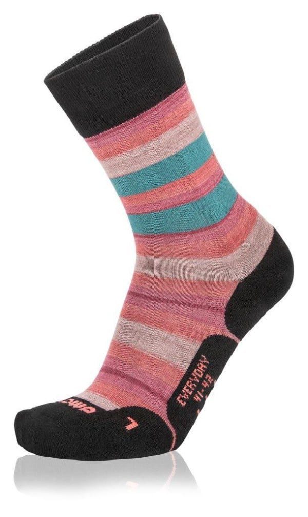 Lowa Socken Tagessocke Crew Everyday (Merino/Baumwolle) rosa/türkis gestrei günstig online kaufen