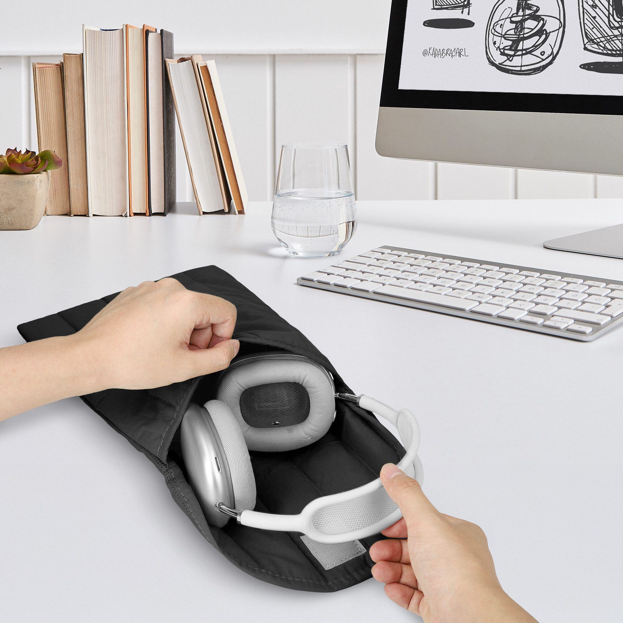 kwmobile Kopfhörer-Schutzhülle Tasche für Headset / Overear headphone Kopfhörer Schutzhülle, Headset Cover aus Stoff - Aufbewahrung für Zubehör