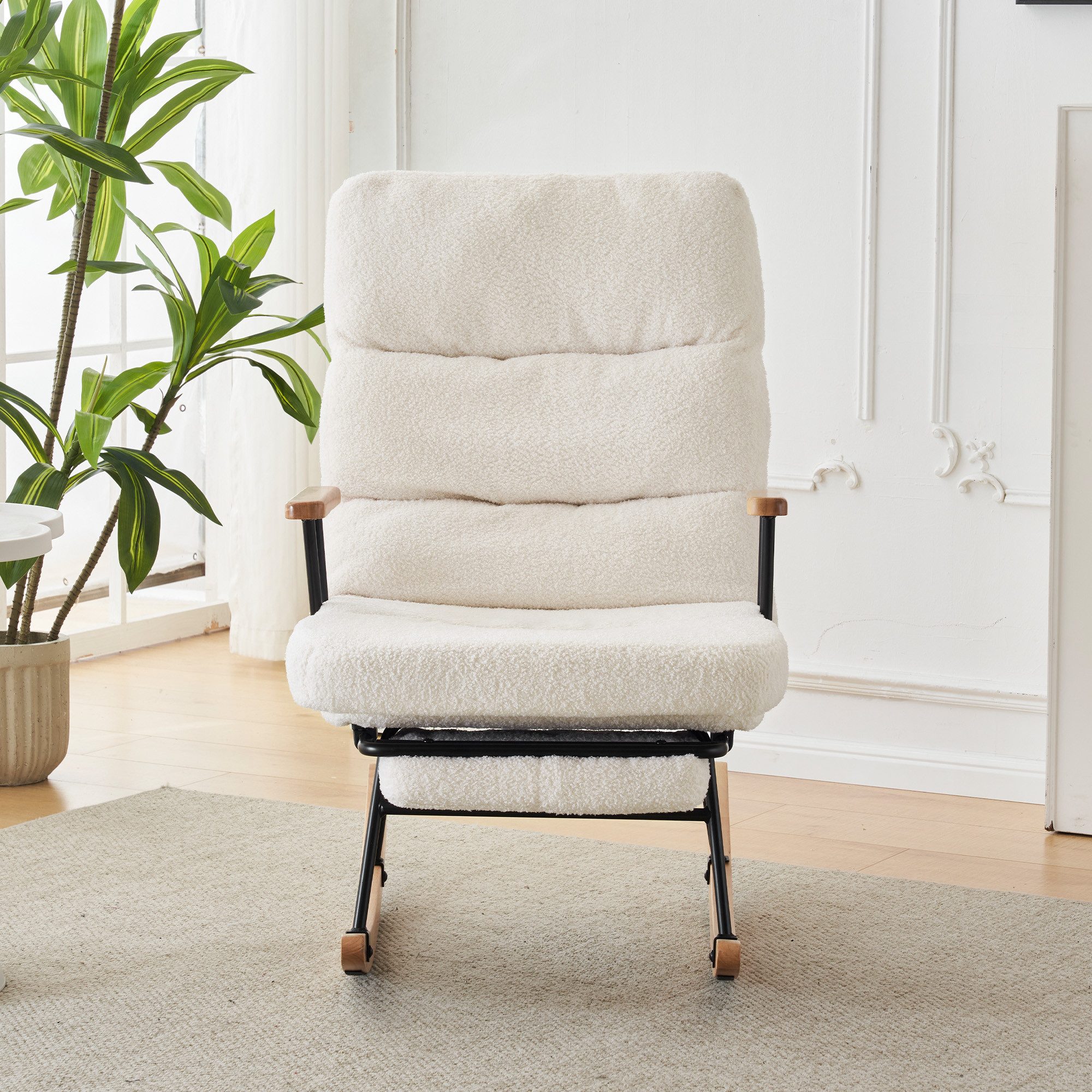 Schaukelstuhl Mit Fußstütze - Verstellbarer Relaxsessel Für Wohnzimmer Und Garten