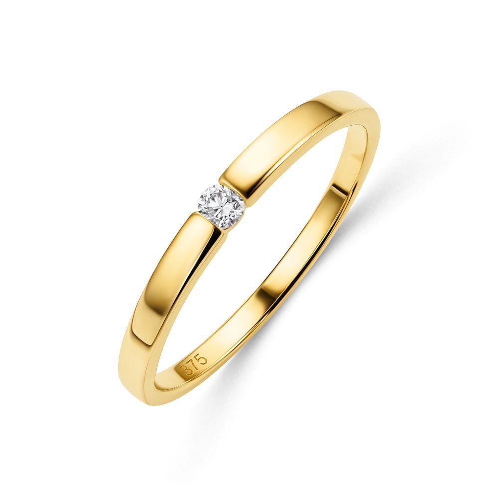 Miore Verlobungsring Damen 9K Gelbgold Solitär Diamant in 0,05ct, 0,10ct, 0,15ct, 0,25ct, in Spannfassung - Echtgold