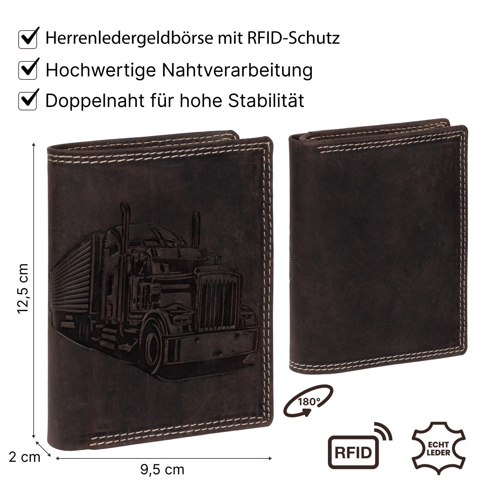 EAAKIE Geldbörse RFID Büffel Echt Leder Geldbörse Portemonnaie Herren mit Motiv, RFID Schutz