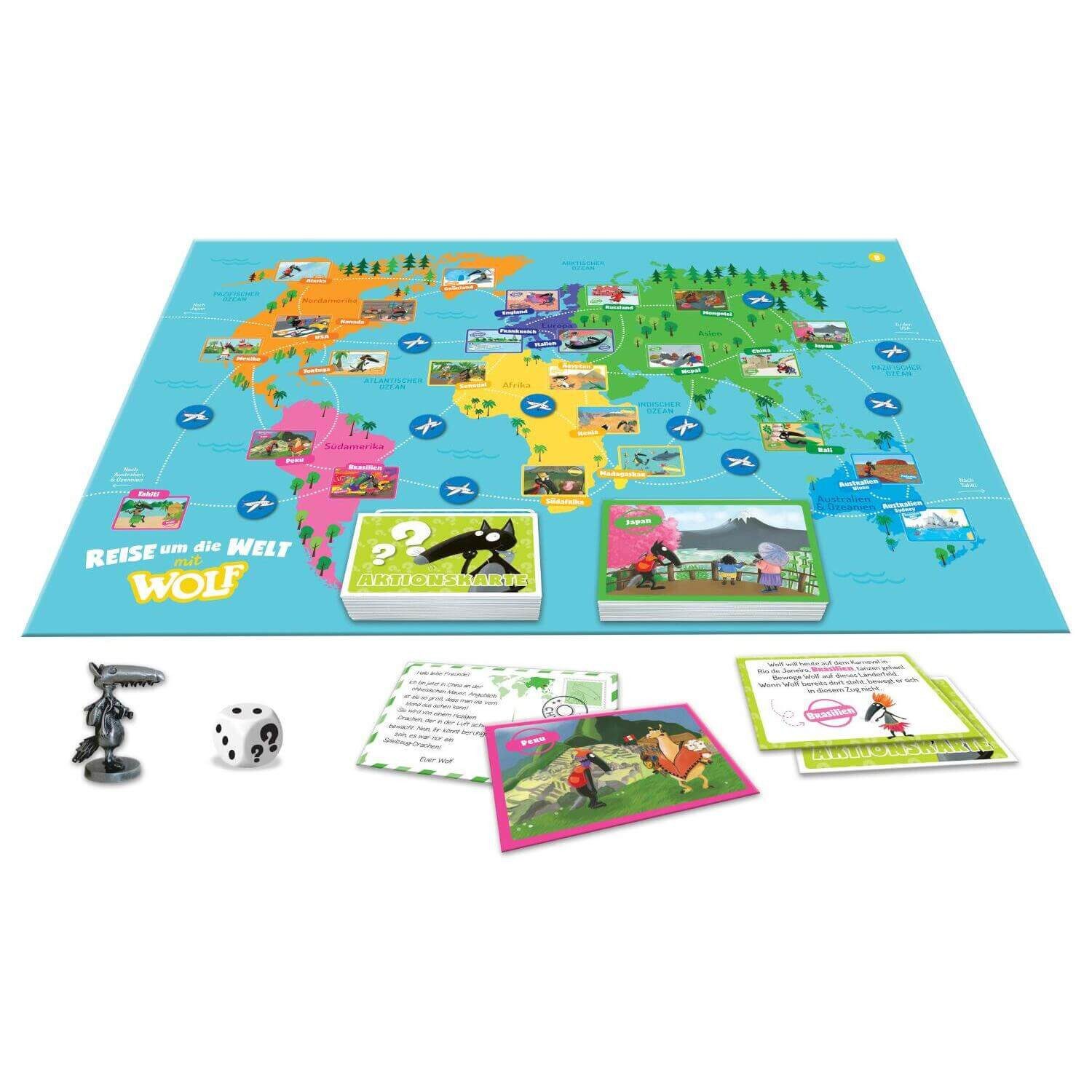 AUZOU Spiel Reise um die Welt mit Wolf, Reise um die Welt mit Wolf