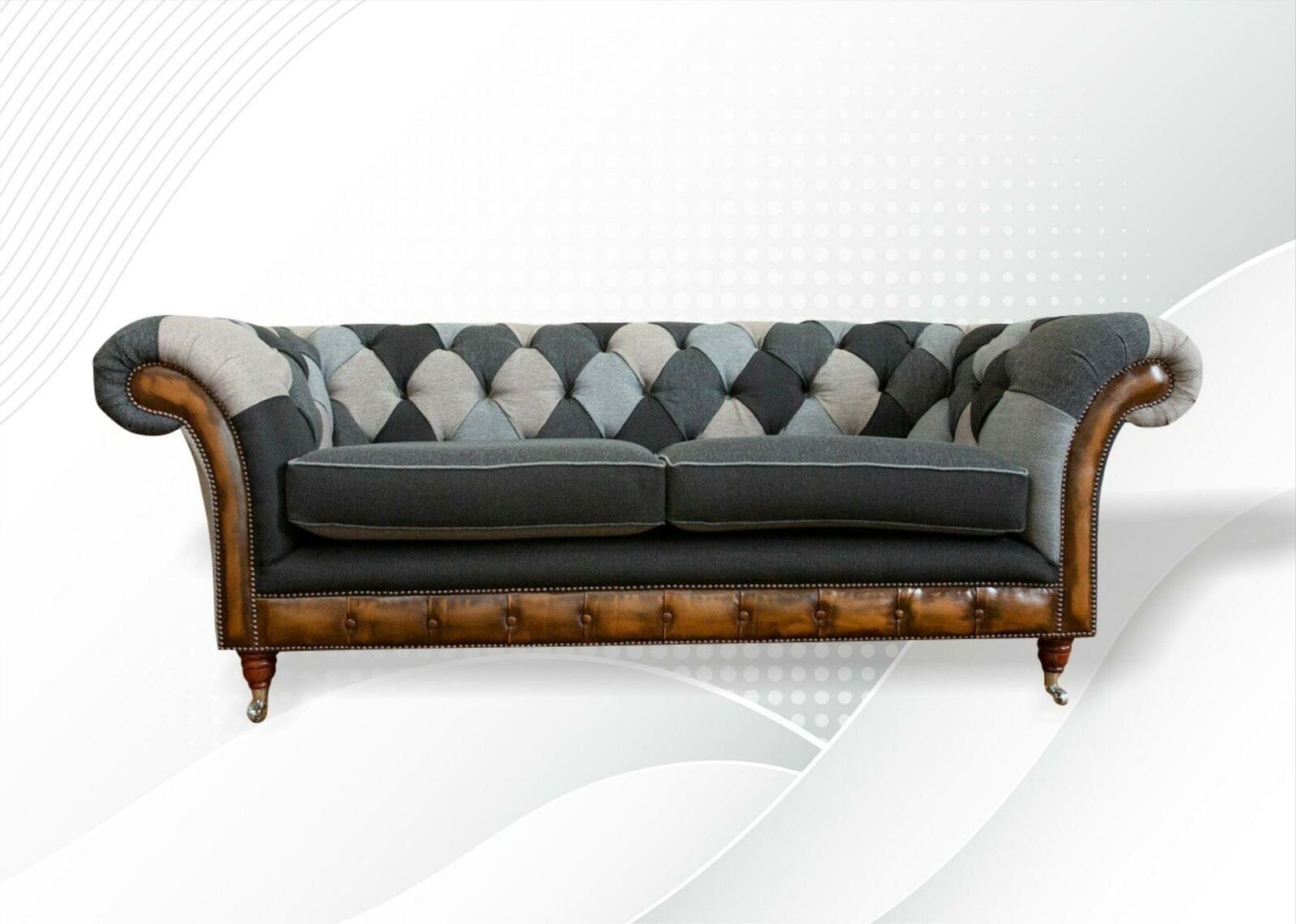 JVmoebel Chesterfield-Sofa Moderne Chesterfield Couch bunter 3-Sitzer Luxus Design Neu, Made in Europe