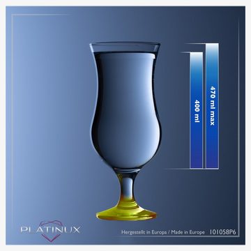 PLATINUX Cocktailglas Cocktailgläser Gelb, Glas, 400ml (max 470ml) Longdrinkgläser Partygläser Milkshake