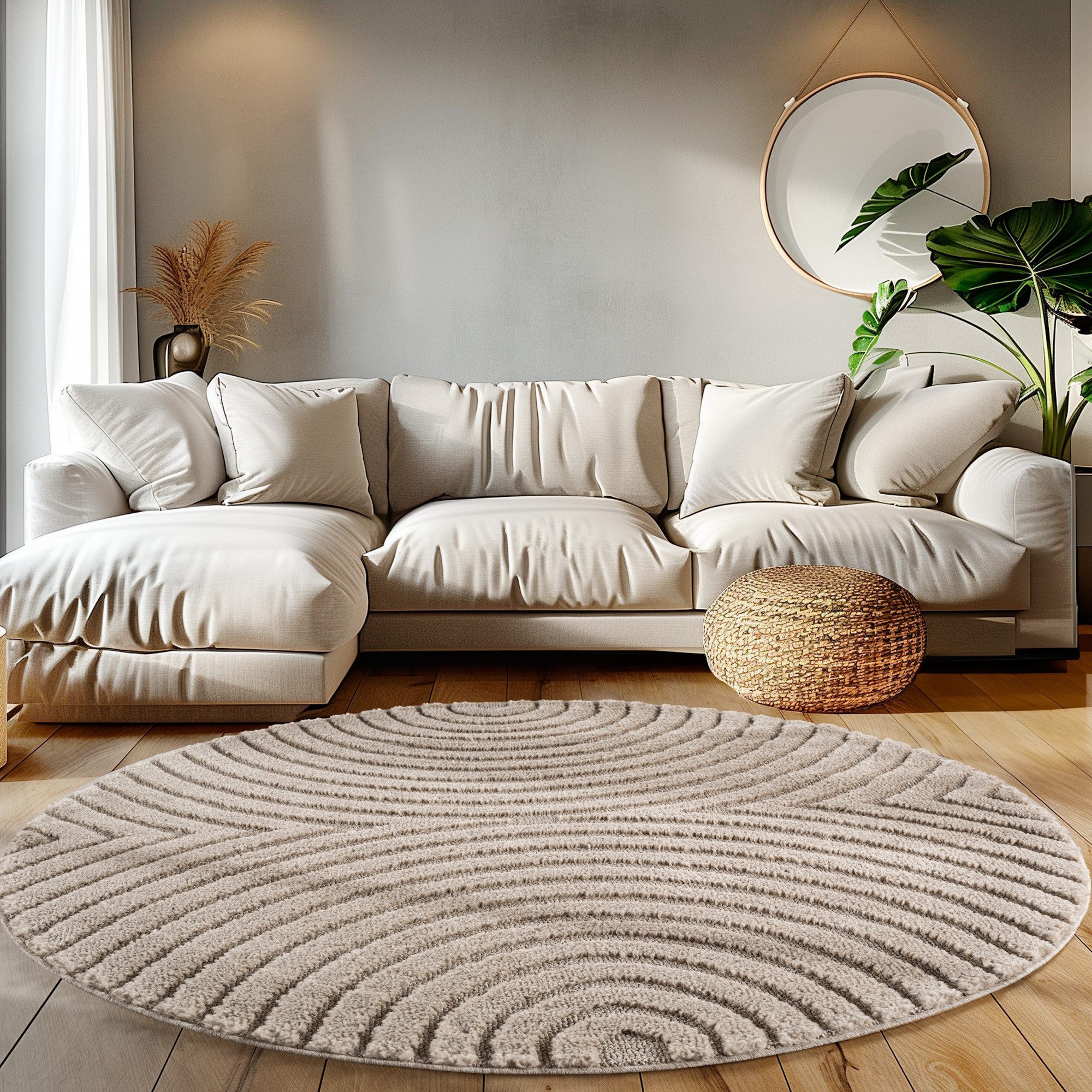 Teppium Hochflor-Teppich Boho-Design, Rund, Höhe: 20 günstig online kaufen