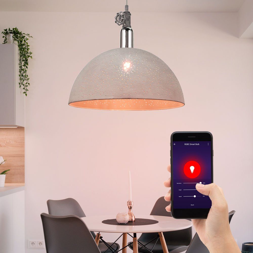 Decken App Grau Hänge Pendel dimmbar etc-shop Farbwechsel, Kaltweiß, Smarte Leuchte Warmweiß, Leuchtmittel Tageslichtweiß, Handy Decken inklusive, Lampe Neutralweiß, Smart LED-Leuchte,