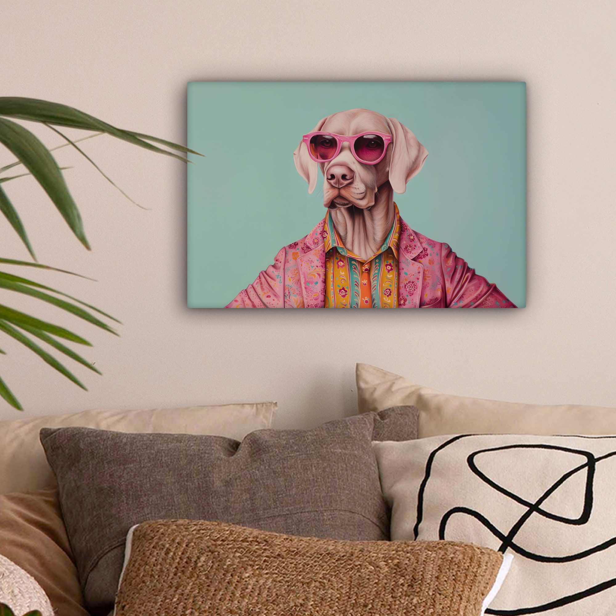 OneMillionCanvasses® Leinwandbild Hund - Hemd - günstig online kaufen