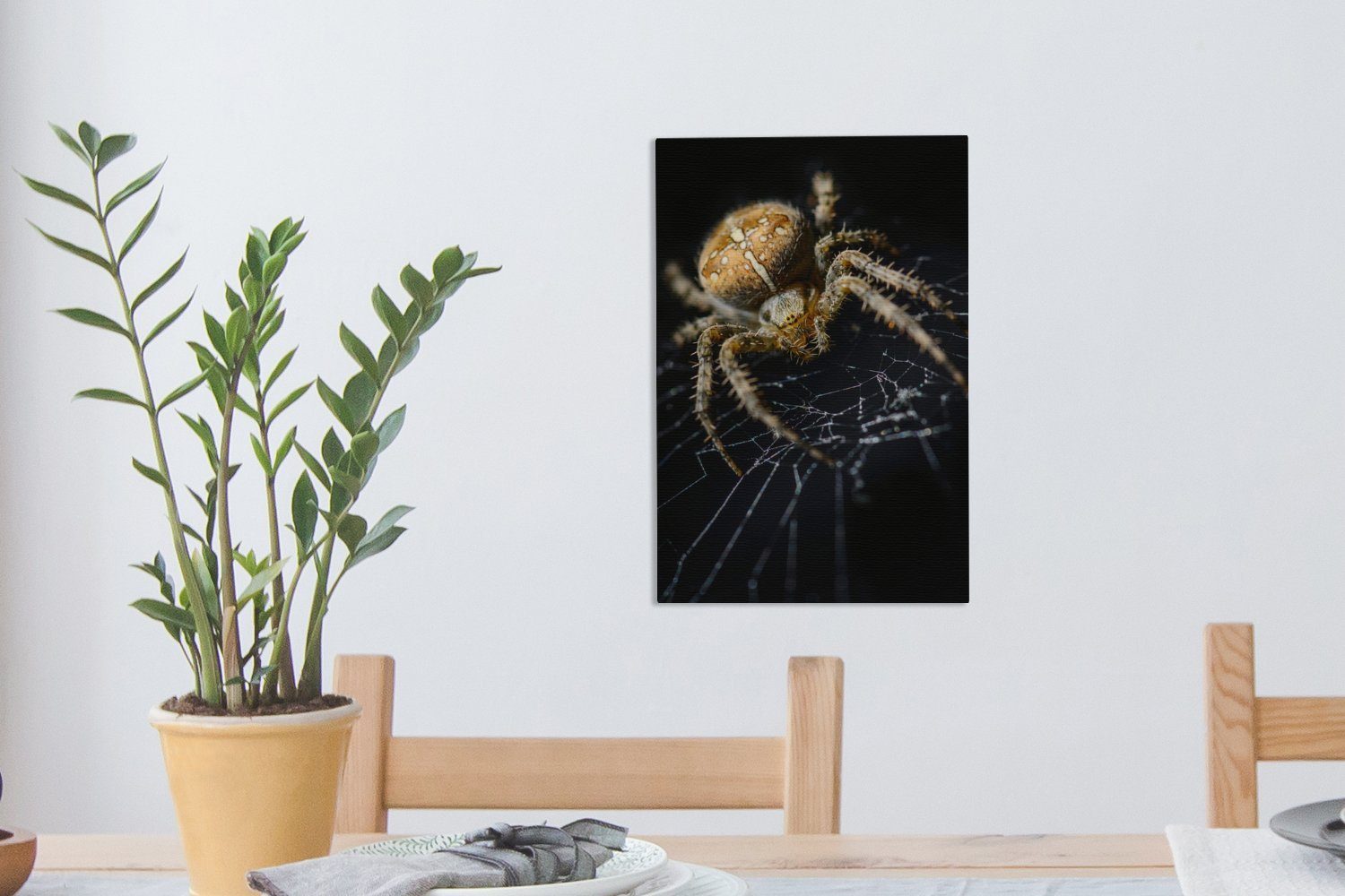 OneMillionCanvasses® Leinwandbild Einschüchternde Leinwandbild Gemälde, 20x30 fertig inkl. bespannt Zackenaufhänger, cm Spinne, St), (1