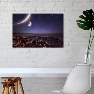 wandmotiv24 Leinwandbild Fremder Planet, Weltall (1 St), Wandbild, Wanddeko, Leinwandbilder in versch. Größen