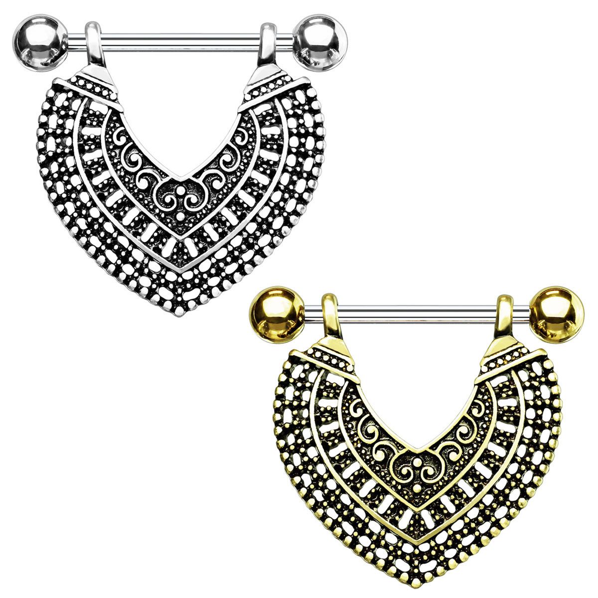 Taffstyle Intimpiercing Nippelpiercing Herz beweglich Ornament Chirurgenstahl Silber (Ohrpiercing Cartilage Tragus Helix Lobe Piercing), Brustwarzenpiercing Beweglich Brust Nippel Intim Intimpiercing Ohr