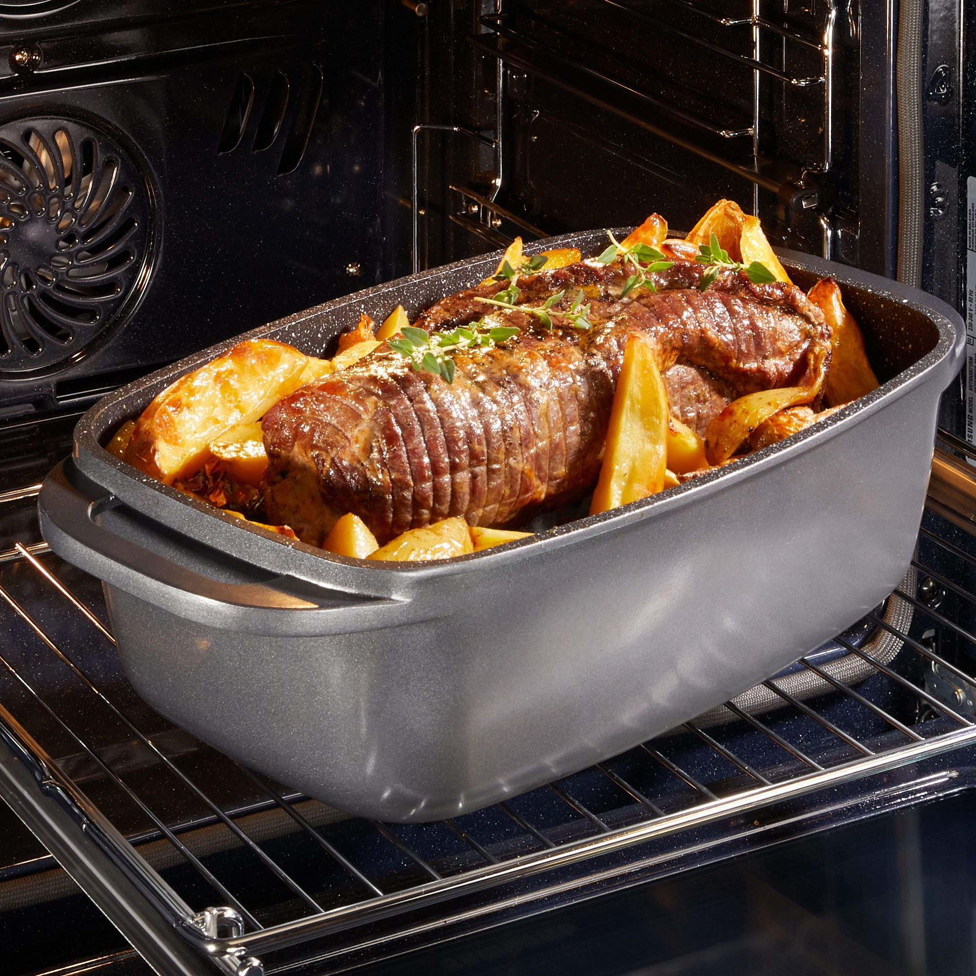 STONELINE Bräter, Aluminiumguss (2-tlg), Multifunktions-Bräter, induktionsgeeignet, Designed in Germany