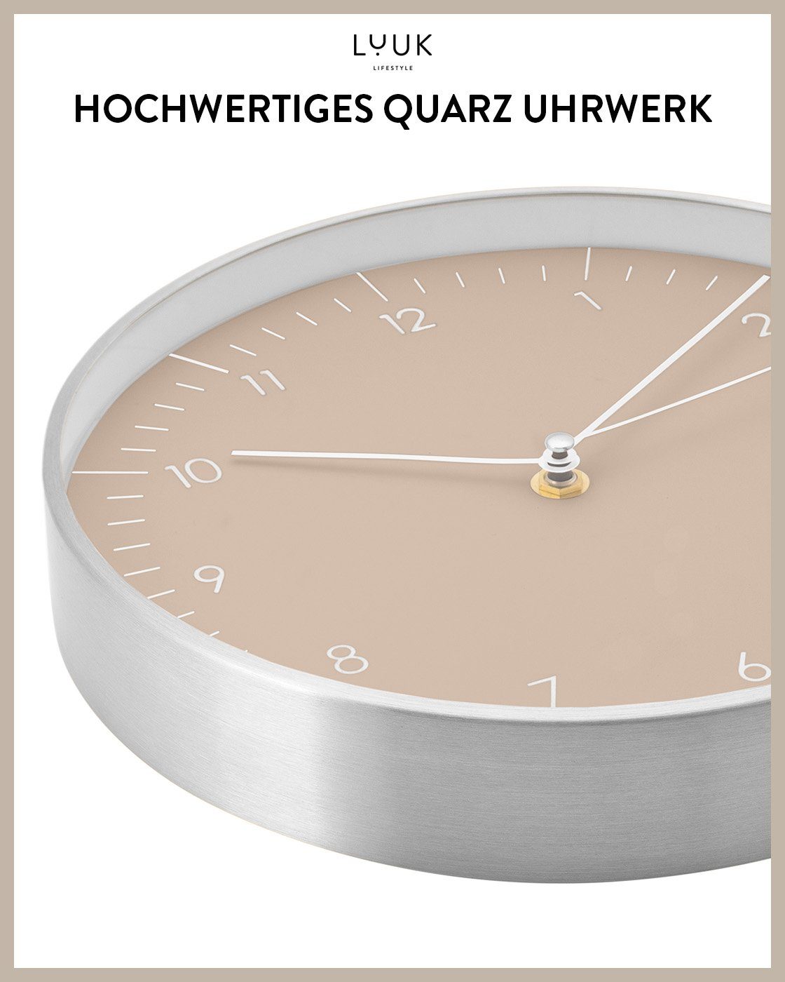 LUUK LIFESTYLE Wanduhr Helsinki (lautlos, ohne Ticken, großes Ziffernblatt, verschied. Größen)