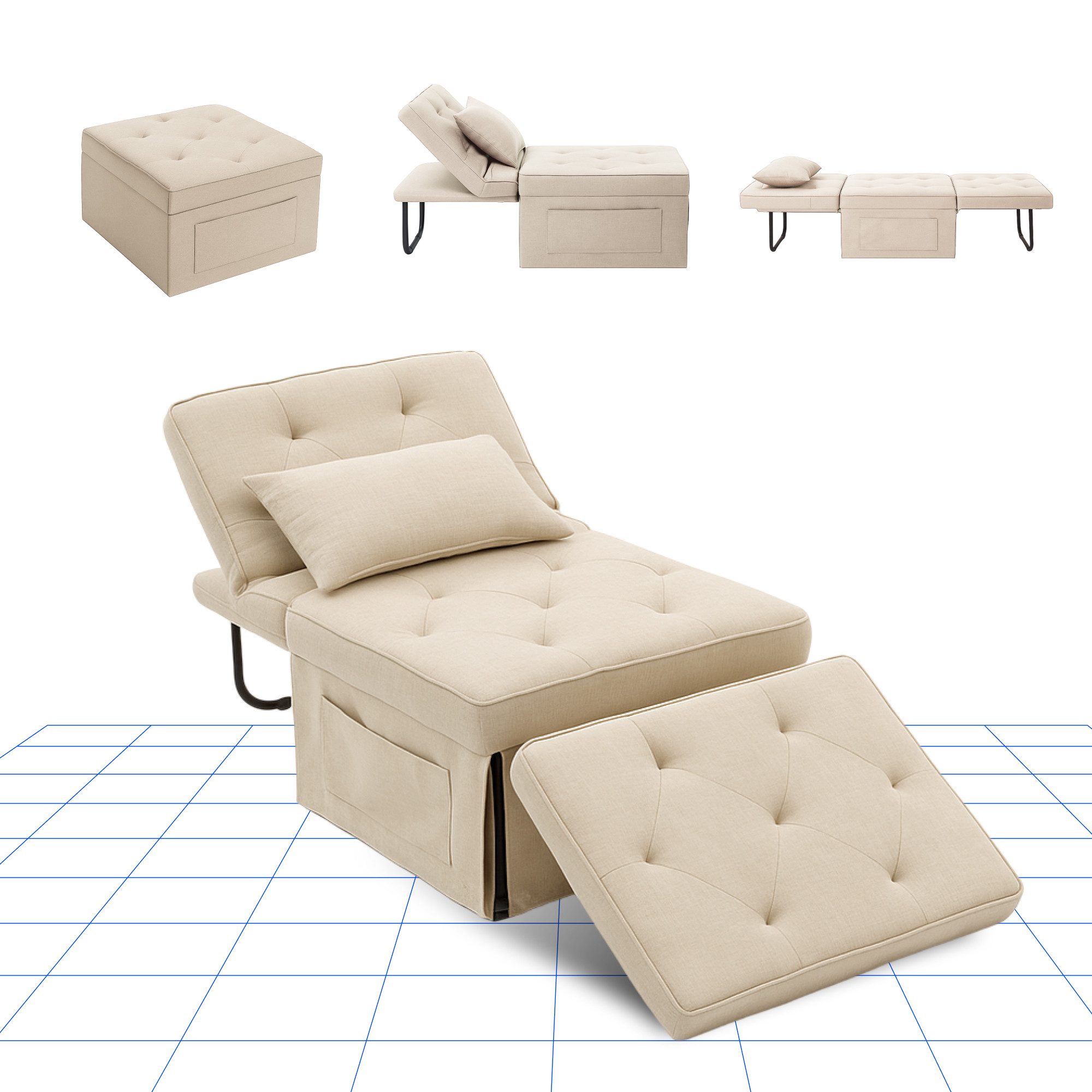 FLEXISPOT Schlafsofa Relaxsessel mit Liegefunktion, Loungesessel, Ottoman, günstig online kaufen
