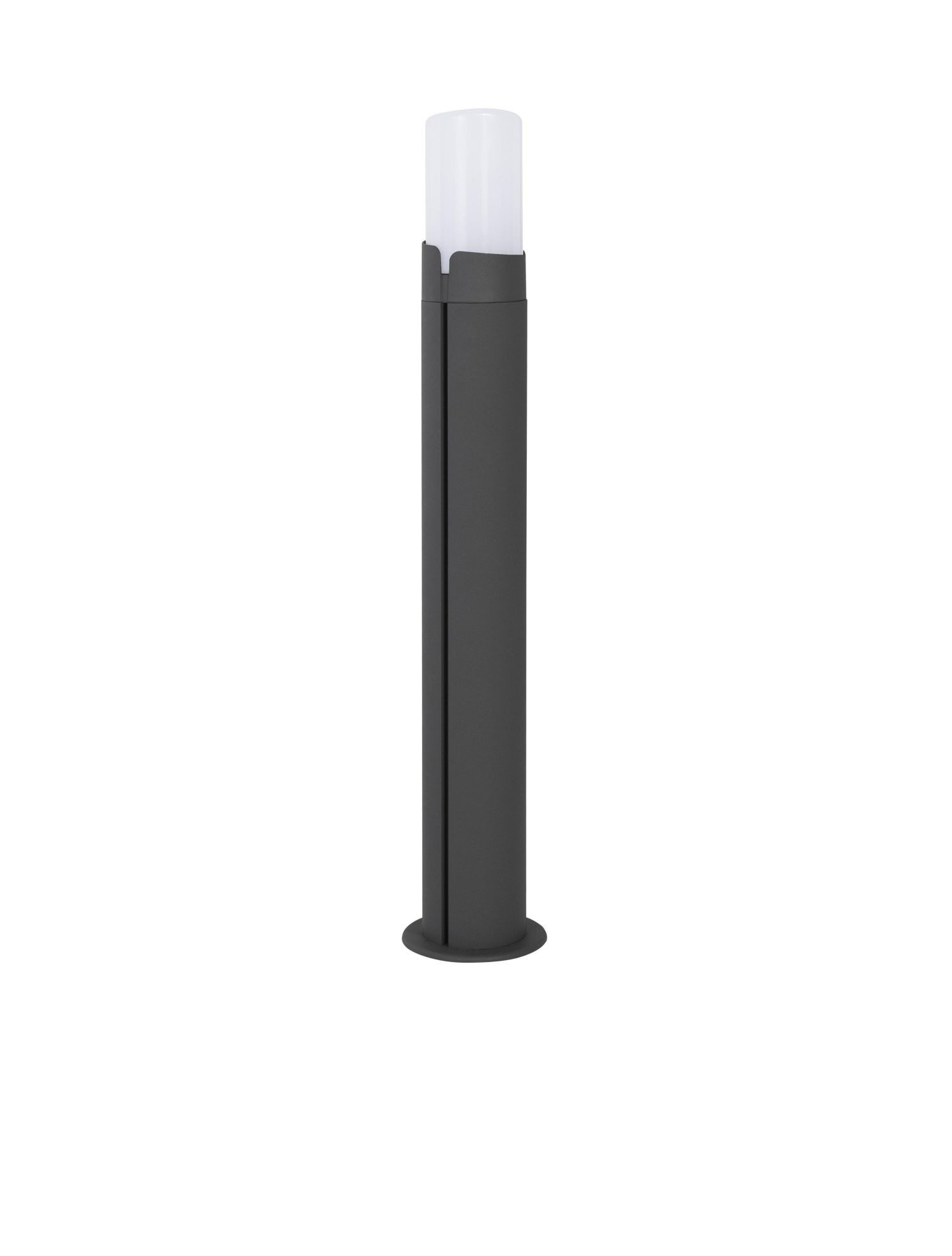 Licht-Erlebnisse Pollerleuchte BELLAMY, ohne Leuchtmittel, Wegeleuchte E27 IP54 schmal 60 cm hoch Dunkelgrau Weiß Aluminium