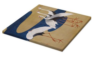Posterlounge Leinwandbild Suzuki Kiitsu, Kraniche, Wohnzimmer Japandi Malerei