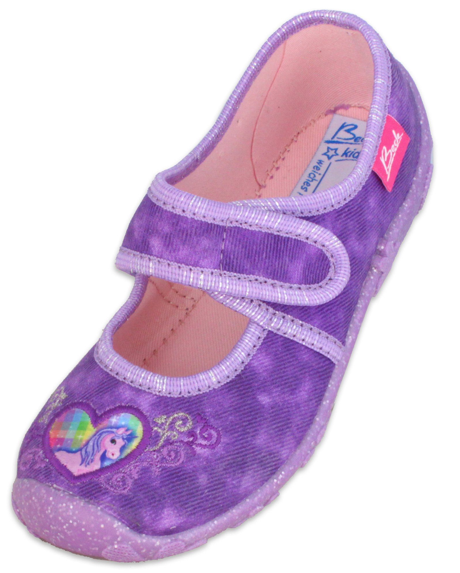 Beck Hausschuh Darling, Mädchen- Hausschuh (Ballerina mit Klettverschluß) leichte, flexible Laufsohle; mittlere Weite