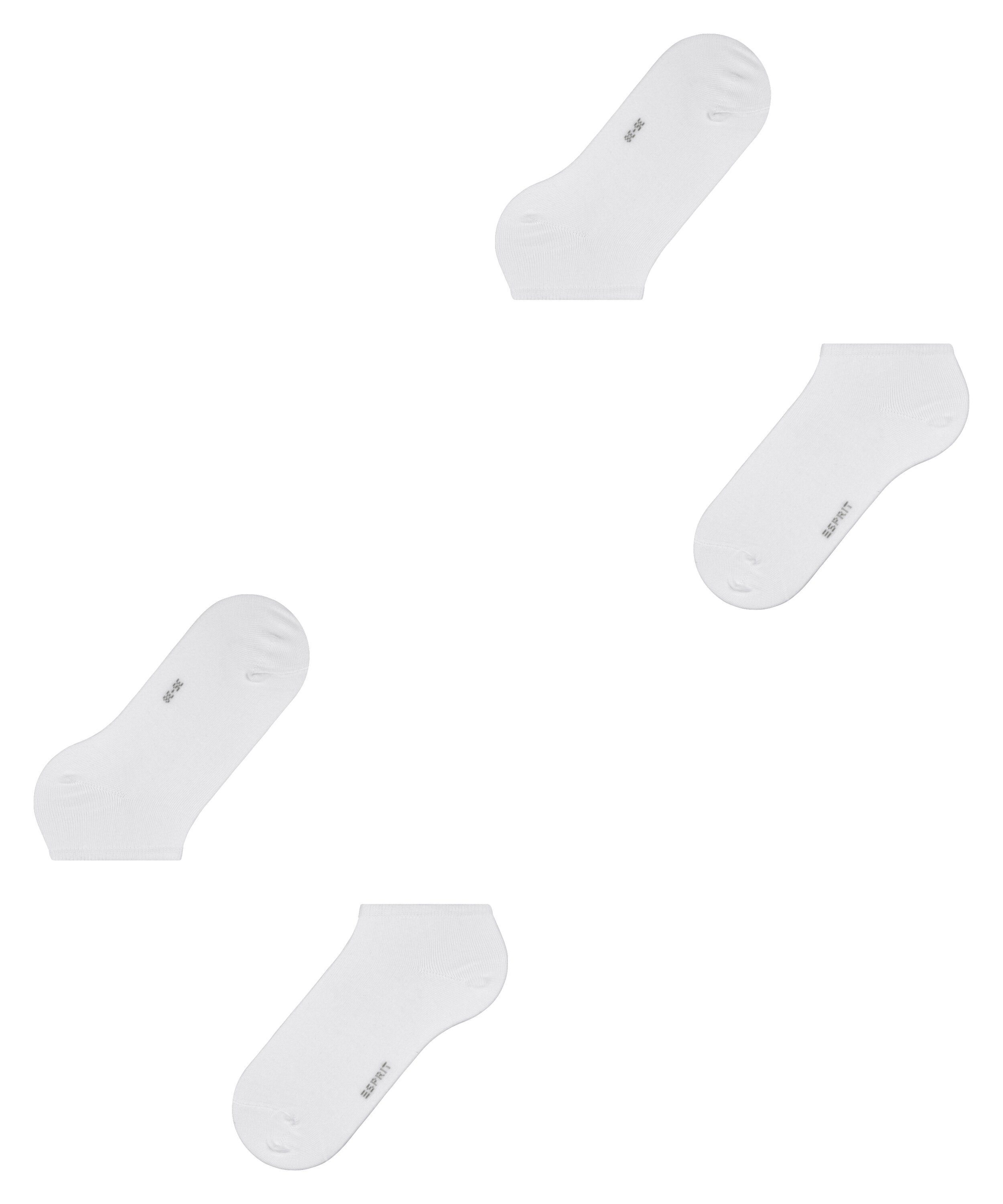 Baumwollanteil Sneakersocken white hohem mit Esprit Uni (2000) 2-Pack (2-Paar)