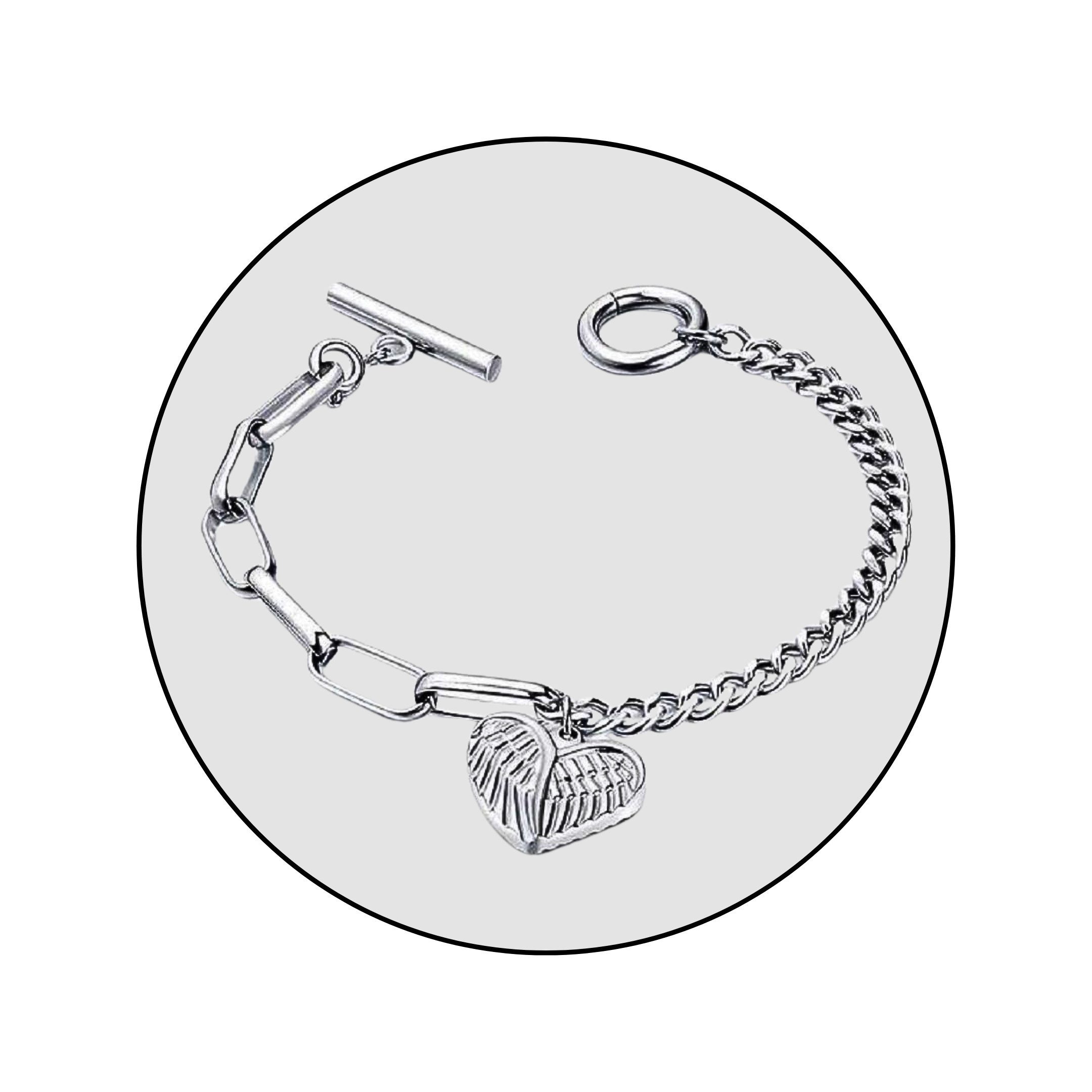 Gliederarmband Edelstahl Herz Schmuck Armkette Gliederarmband Knebelverschluss
