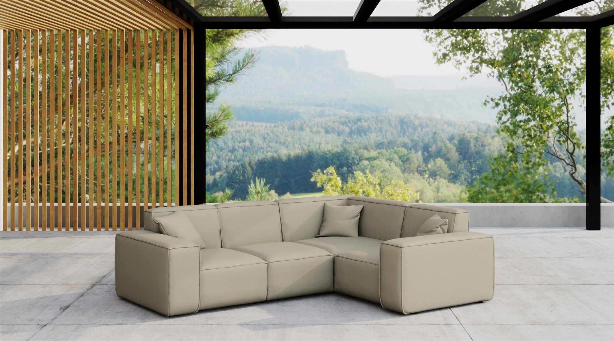 Fun Möbel Loungesofa Gartenmöbel Garten Ecksofa SUMMER, Kurzer Schenkel rechts oder links wählbar, Pflegeleichter und wetterfester Bezug