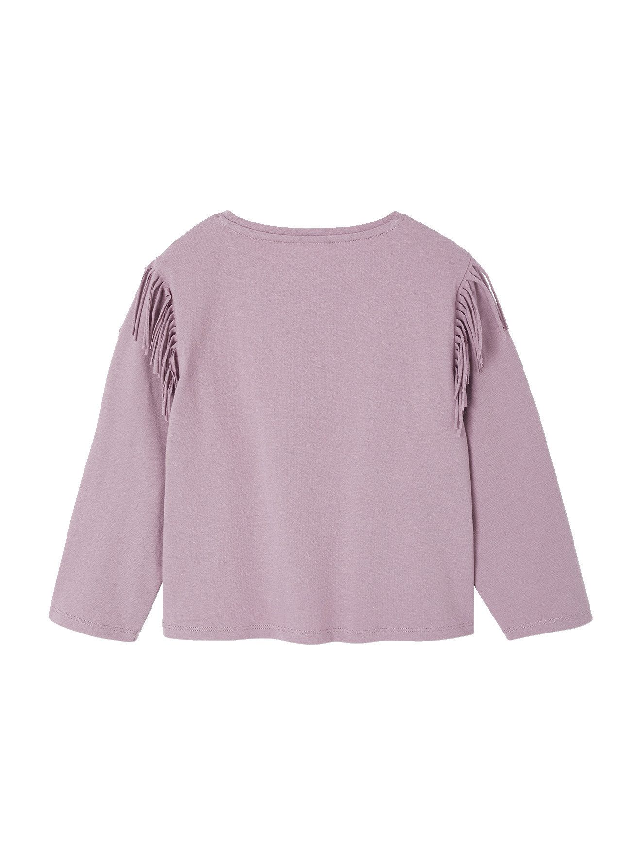 vertbaudet Langarmshirt Mädchen Shirt mit Fransen und Cowboy-Boots-Motiv