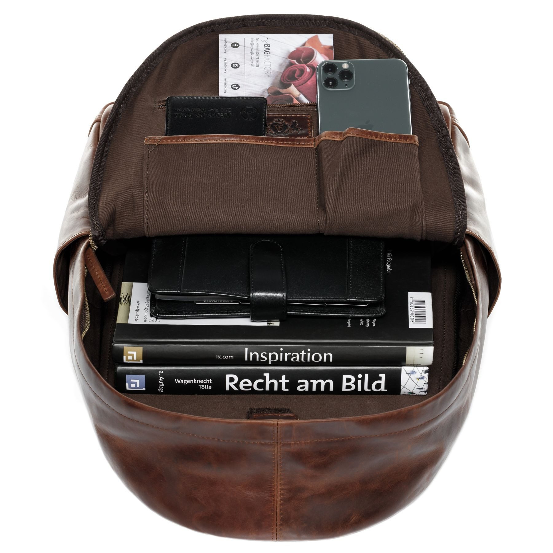 SID & VAIN Rucksack echt Leder Rucksack groß Ledertasche braun ARCHIE, Tagesrucksack echt Leder Unisex, Rucksack, Backpack braun-cognac