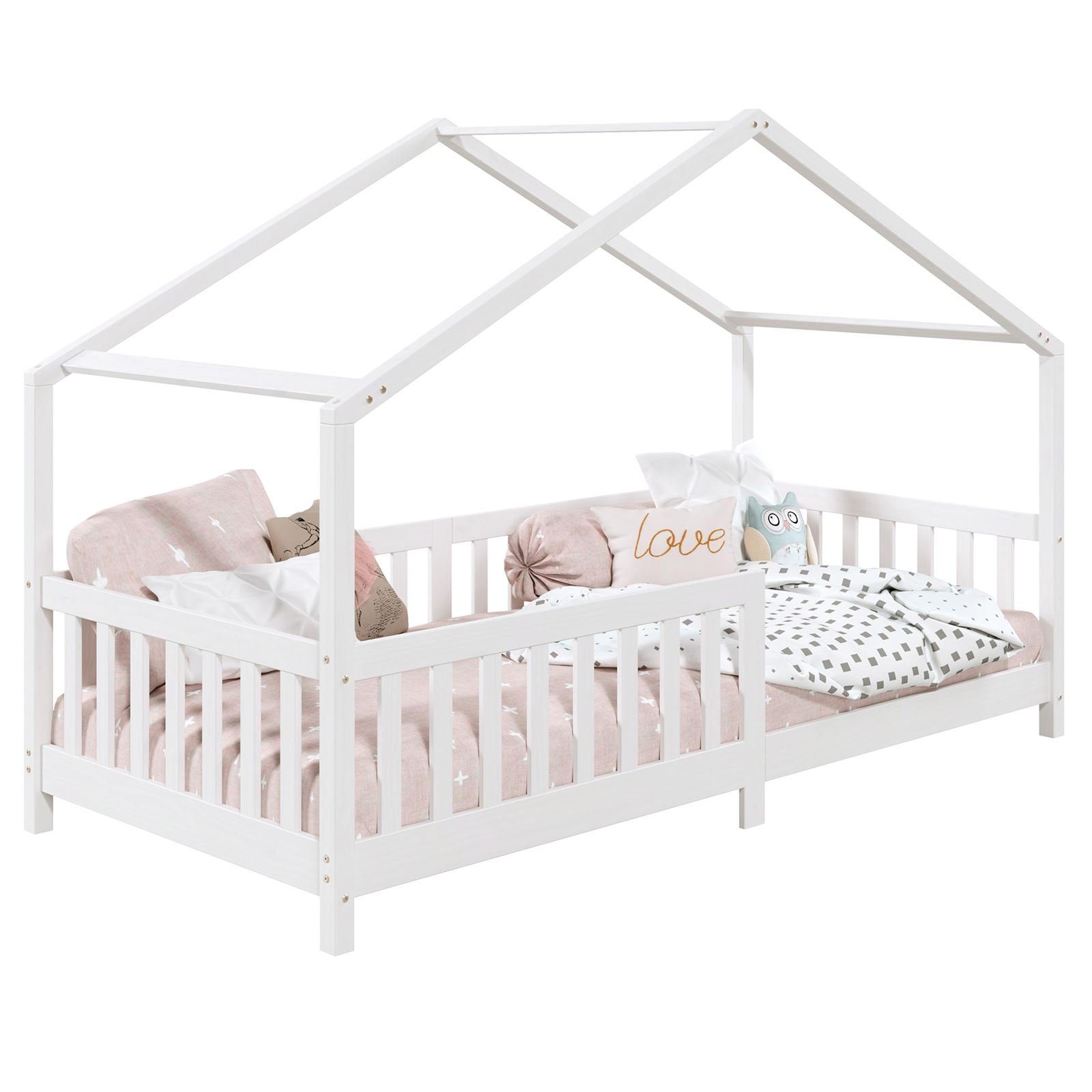 IDIMEX Kinderbett LISAN, Hausbett Tipibett Tipi Bett Montessori Bett Kiefer 90 x 200 Kinderbett