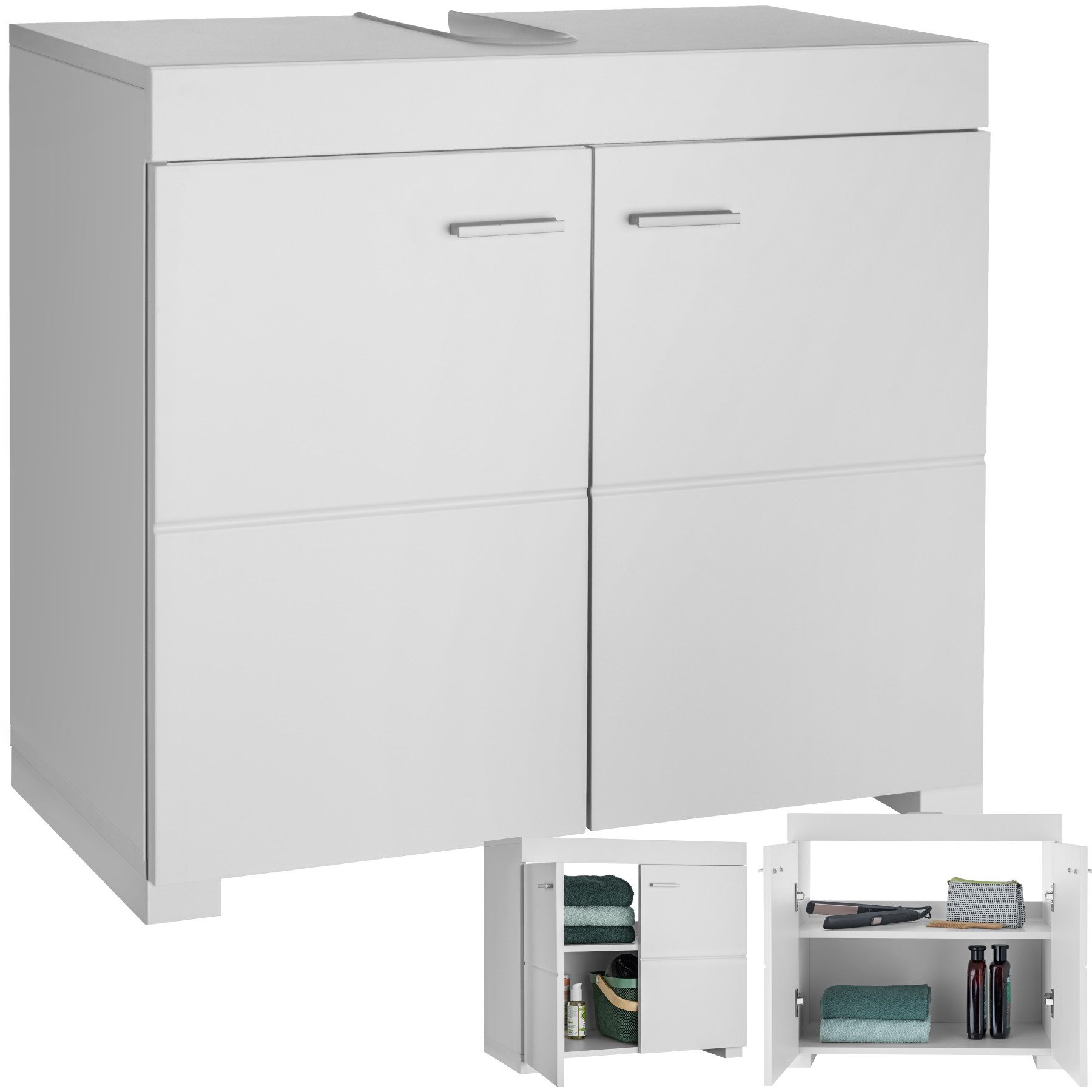 tectake Waschbeckenunterschrank Badezimmerschrank Idris, 2 Fächer, günstig online kaufen