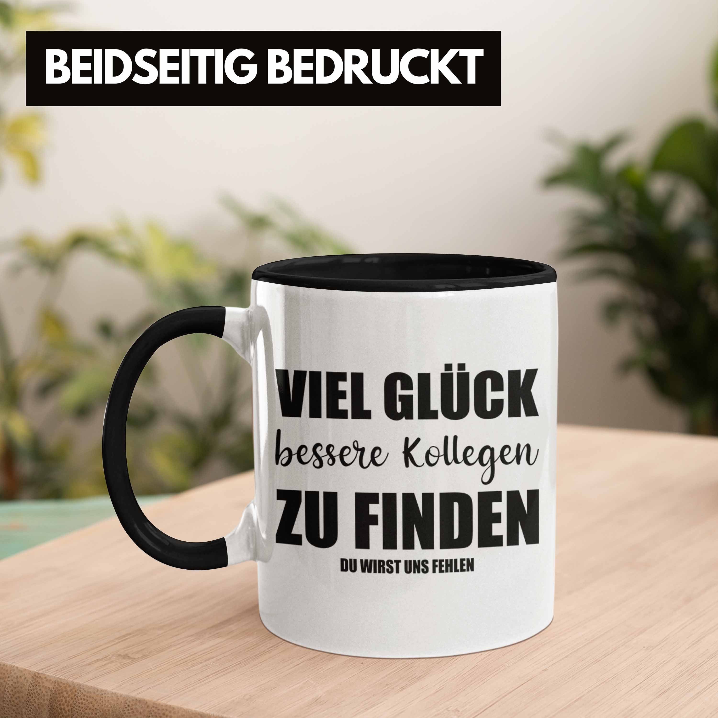 Abschiedsgeschenk Jobwechsel Schwarz Tasse Kollege Tasse Viel - Kollegin Geschenk Sprüche Lustig Glück Trendation