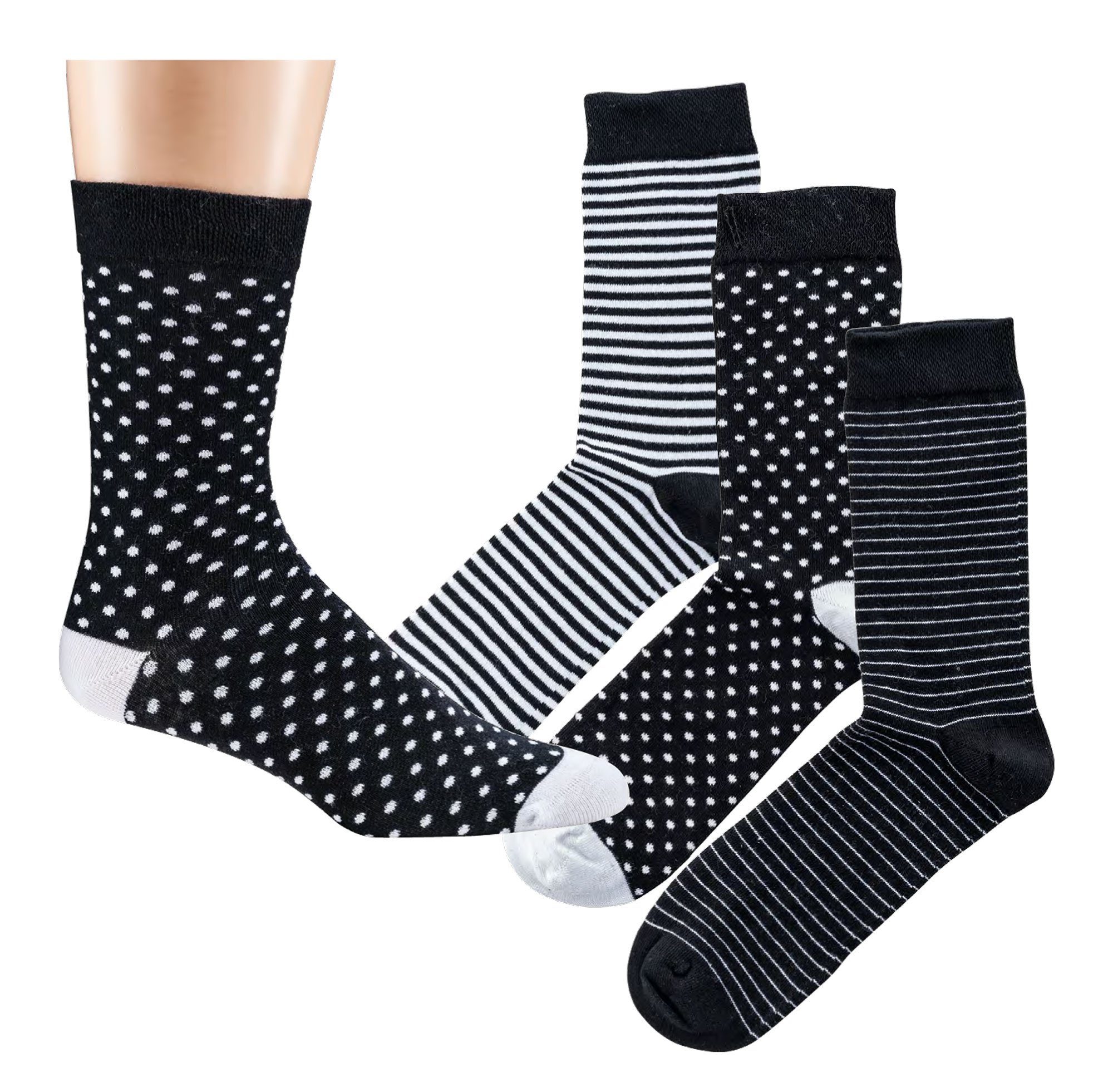 Socks 4 Fun Шкарпетки Farbenfrohe Motivsocken in verschiedenen Ausführungen Baumwollsocken (3 Paar) gekämmte Baumwolle