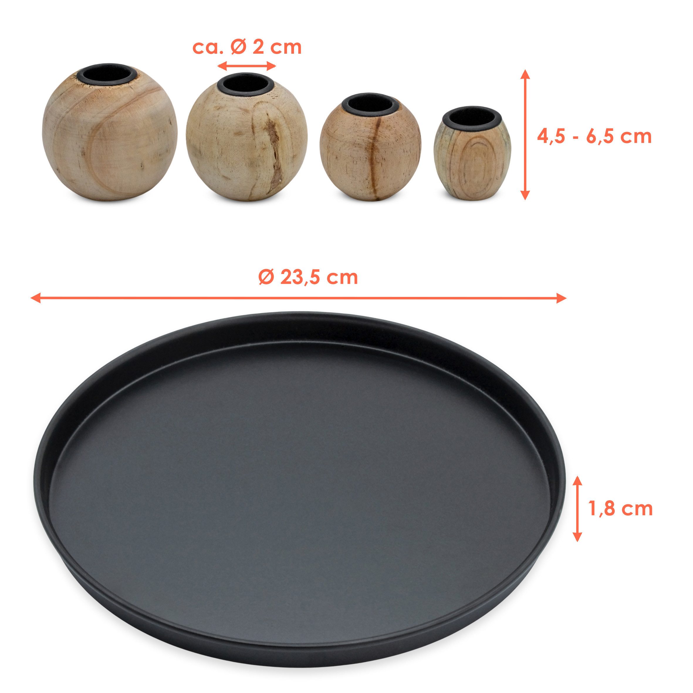 Spetebo Adventskranz Magnet Kerzentablett rund schwarz mit 4 Holz Halter fü günstig online kaufen