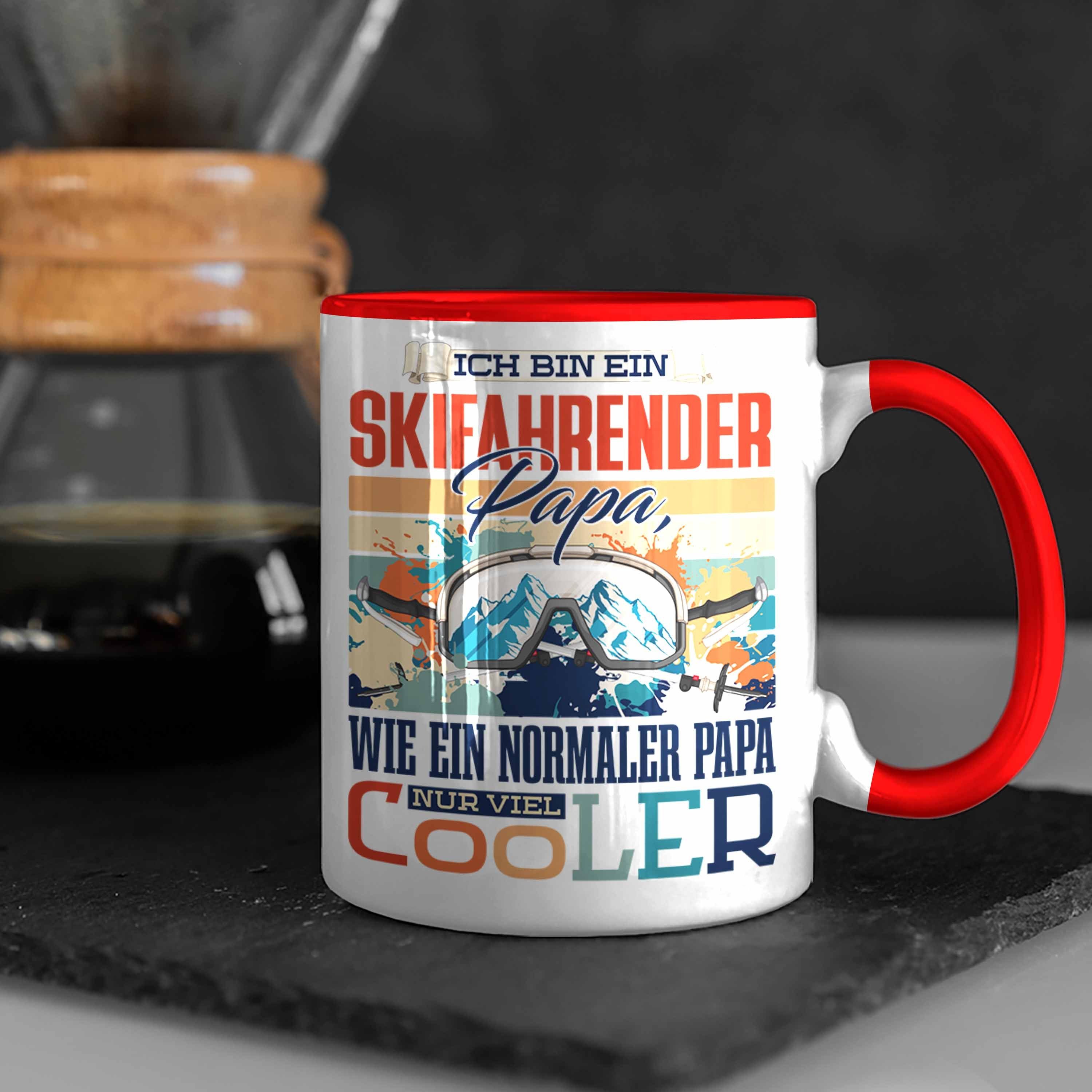 Geschenk zum - Vater Trendation Tasse Rot Ski-Fahren Tasse Geschenkidee Papa Trendation Vat