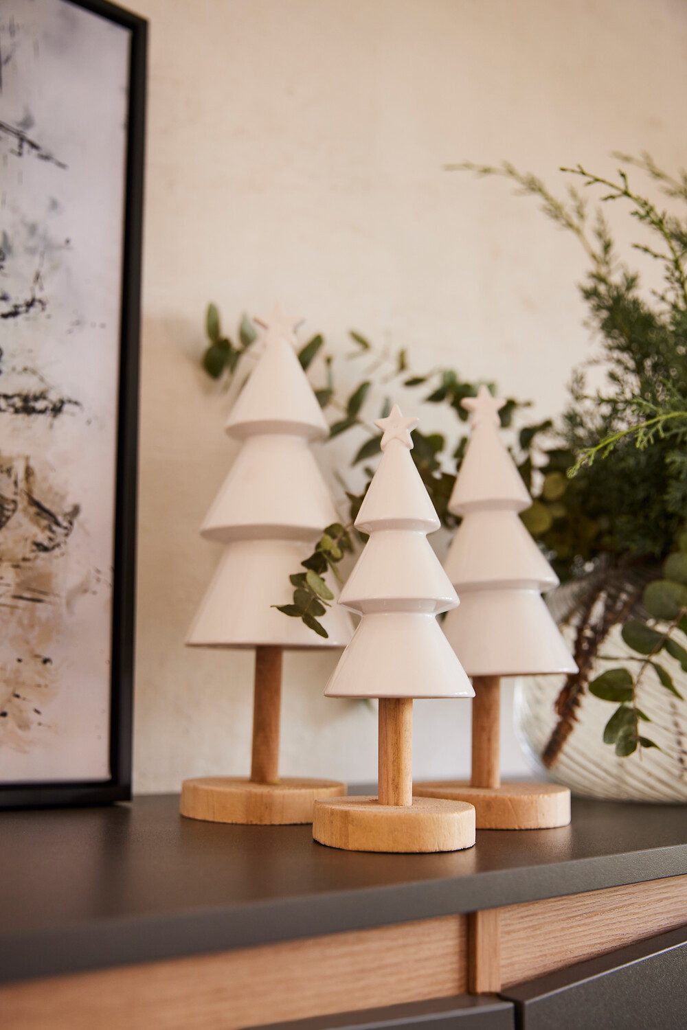 Creativ deco Dekobaum Weihnachtsdeko (1 St), aus Keramik und Holz