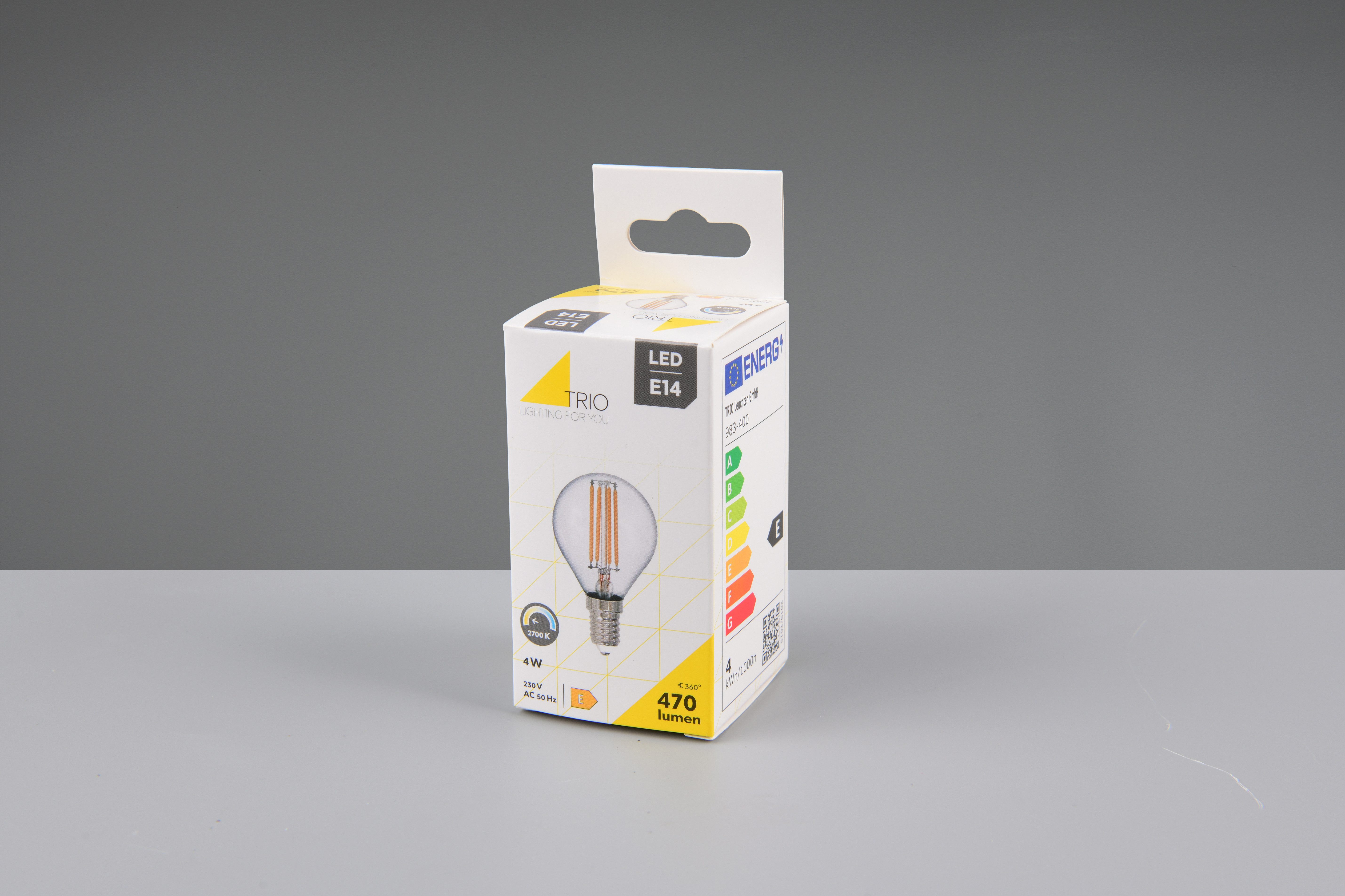 TRIO Leuchten LED-Filament Leuchtmittel Set E14, E14, 3 St., Warmweiß, 3er Set Filament Leuchtmittel E14 Fassung, Glühbirne E14 LED warmweiß