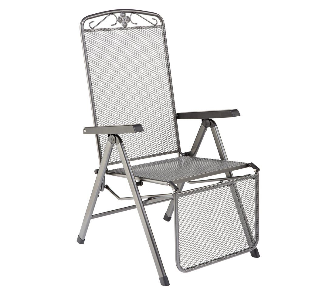 MWH Balkonset Relaxsessel Savoy, 72 x 58 x 110 cm, Metall, Zusammenklappbarer & mehrfach verstellbarer Relaxsessel aus Metall