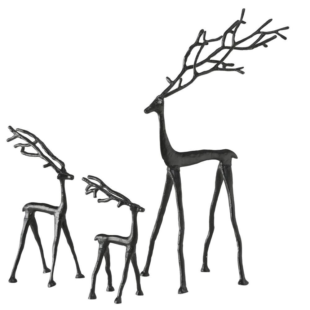 Weihnachtsfigur Dekofigur Hirsch Frody 3er Set Schwarz