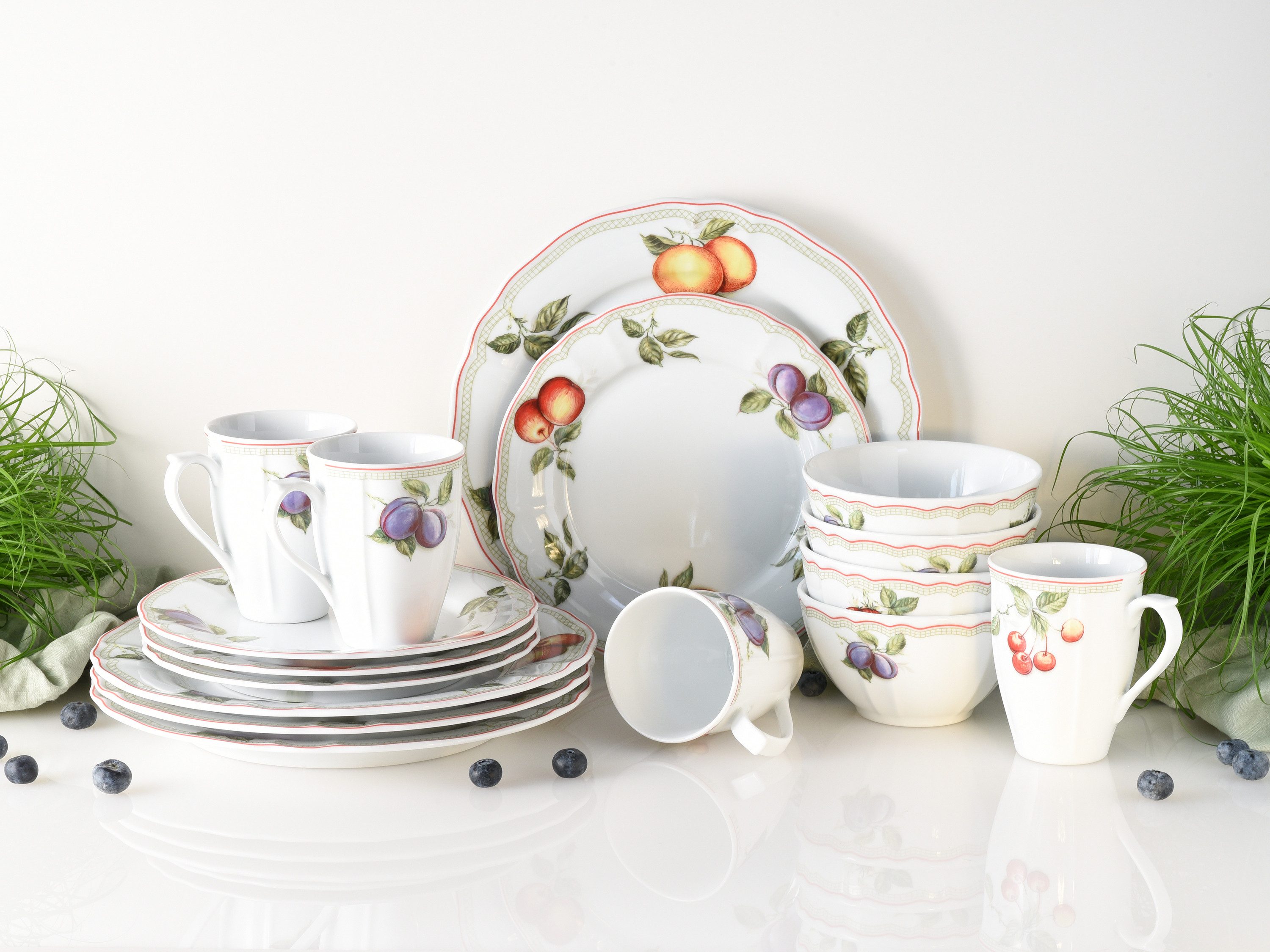 CreaTable Kombiservice Flora Orchard (16-tlg), 4 Personen, Porzellan