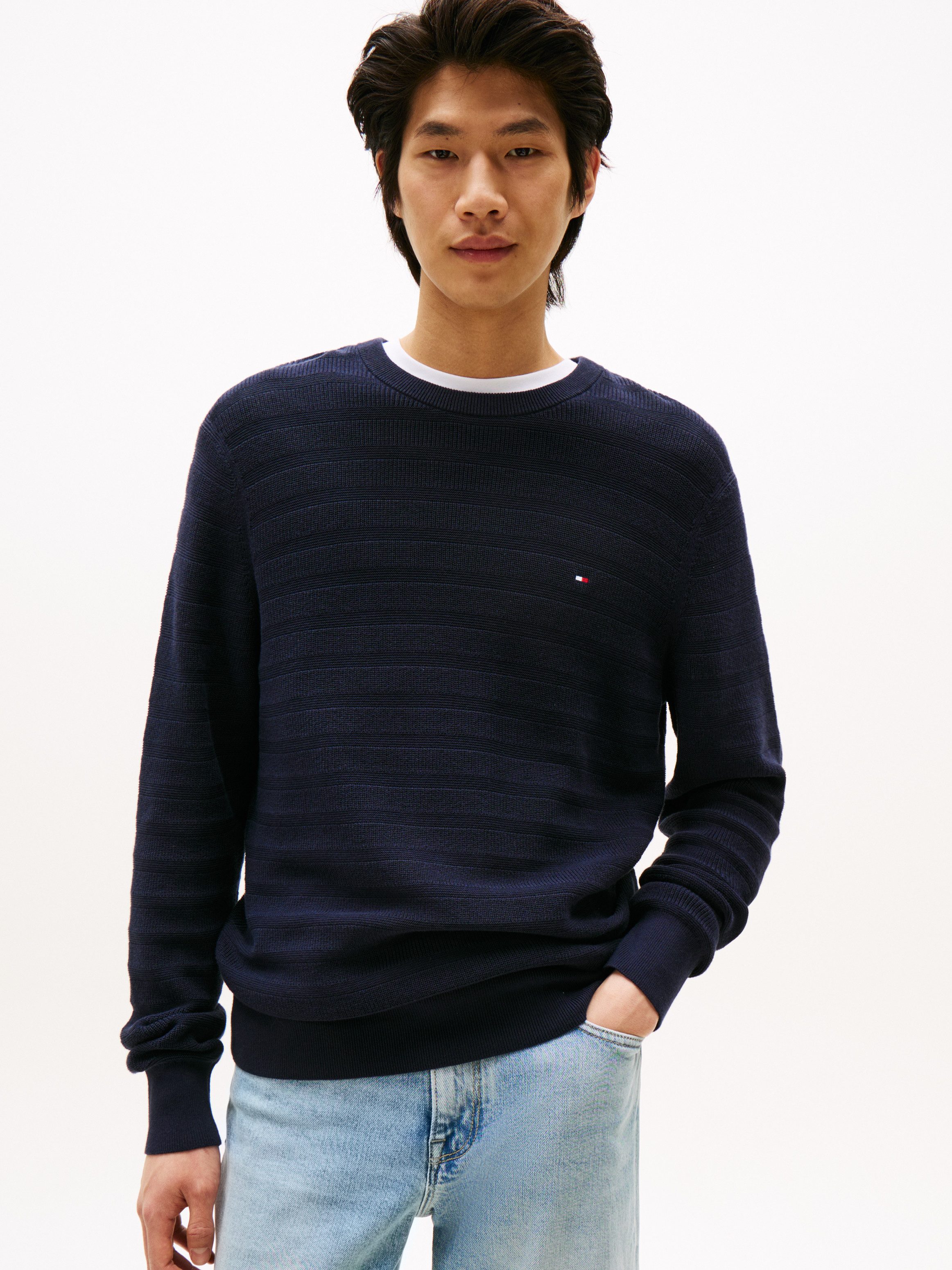 Tommy Hilfiger Rundhalspullover STRIPE STRUCTURE regular fit, leicht übersc günstig online kaufen